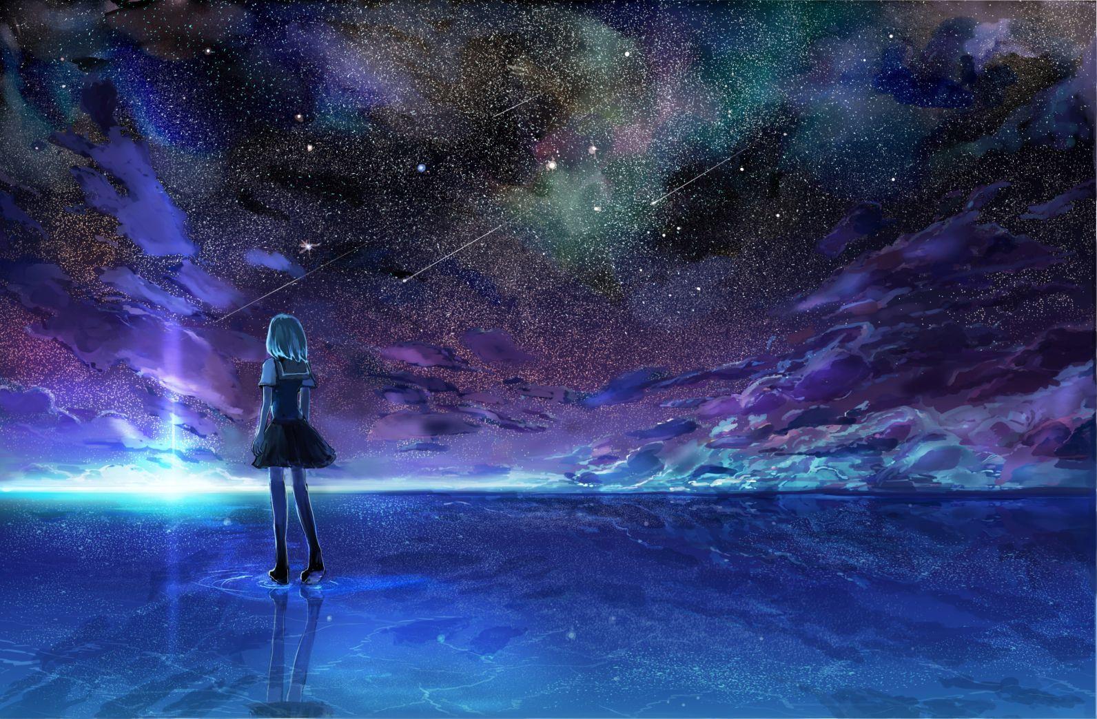 Night Sky Anime Desktop Wallpapers Top Free Night Sky Anime Desktop