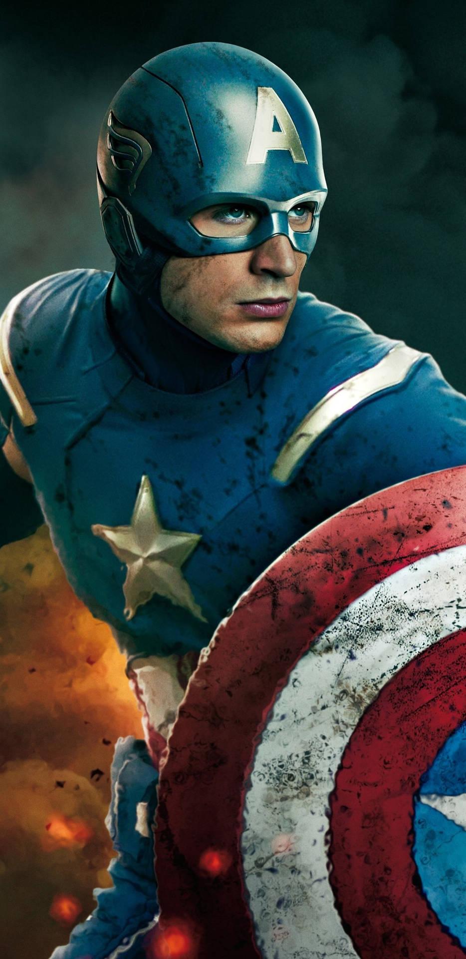 934x1920 Download Captain America Superhero Side Portrait Wallpaper