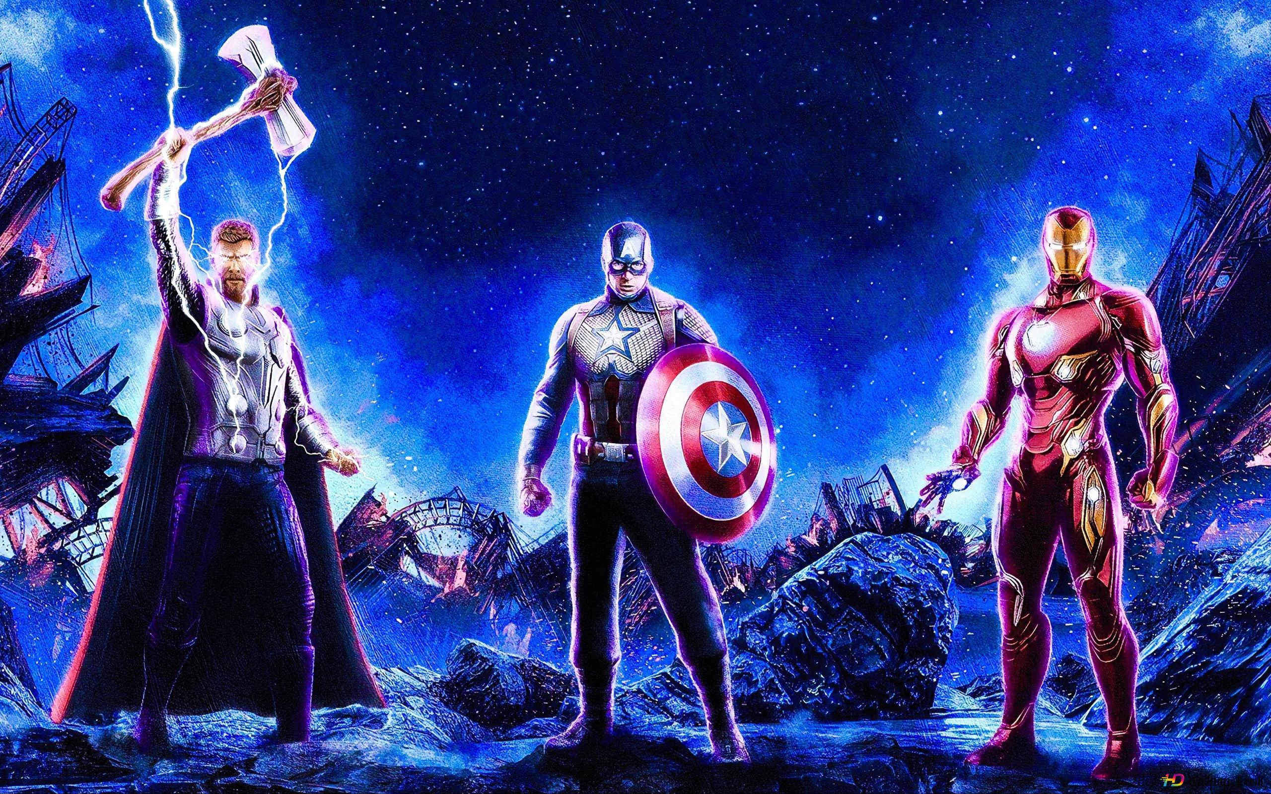 2560x1600 Avengers: Endgame, Captain America & Iron Man 2K wallpaper download