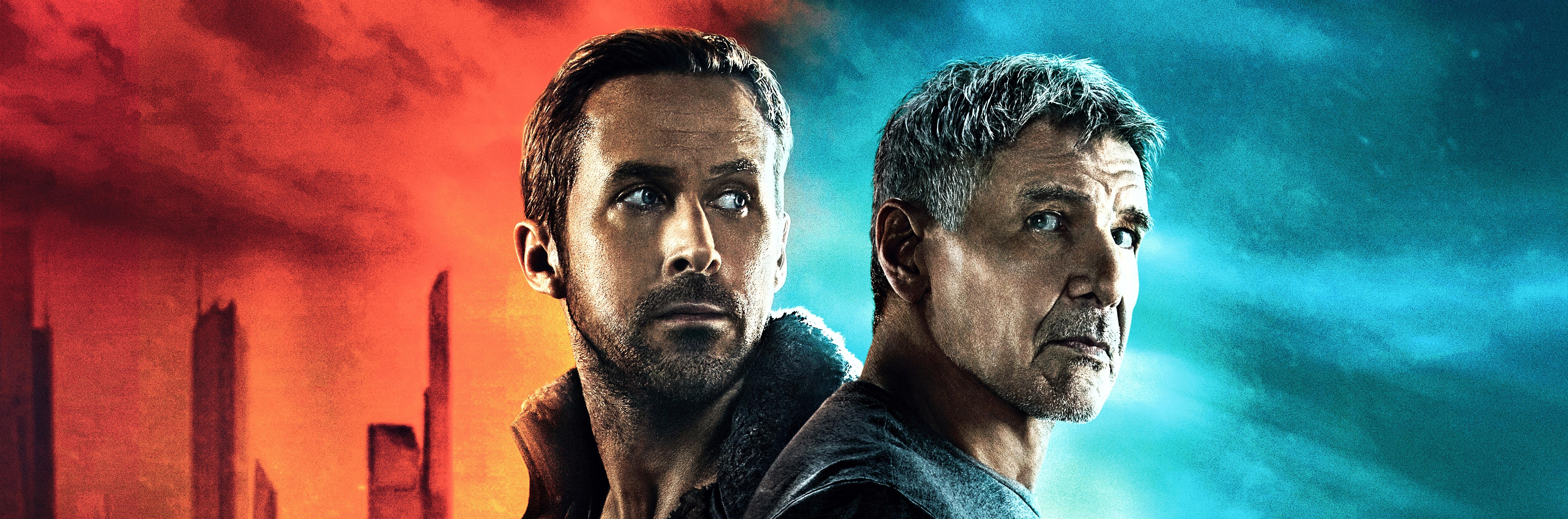 7500x2481 4K, 5K, 6K, 7K, Ryan Gosling, Men, Blade Runner Harrison Ford, Two, Head Gallery HD Wallpaper