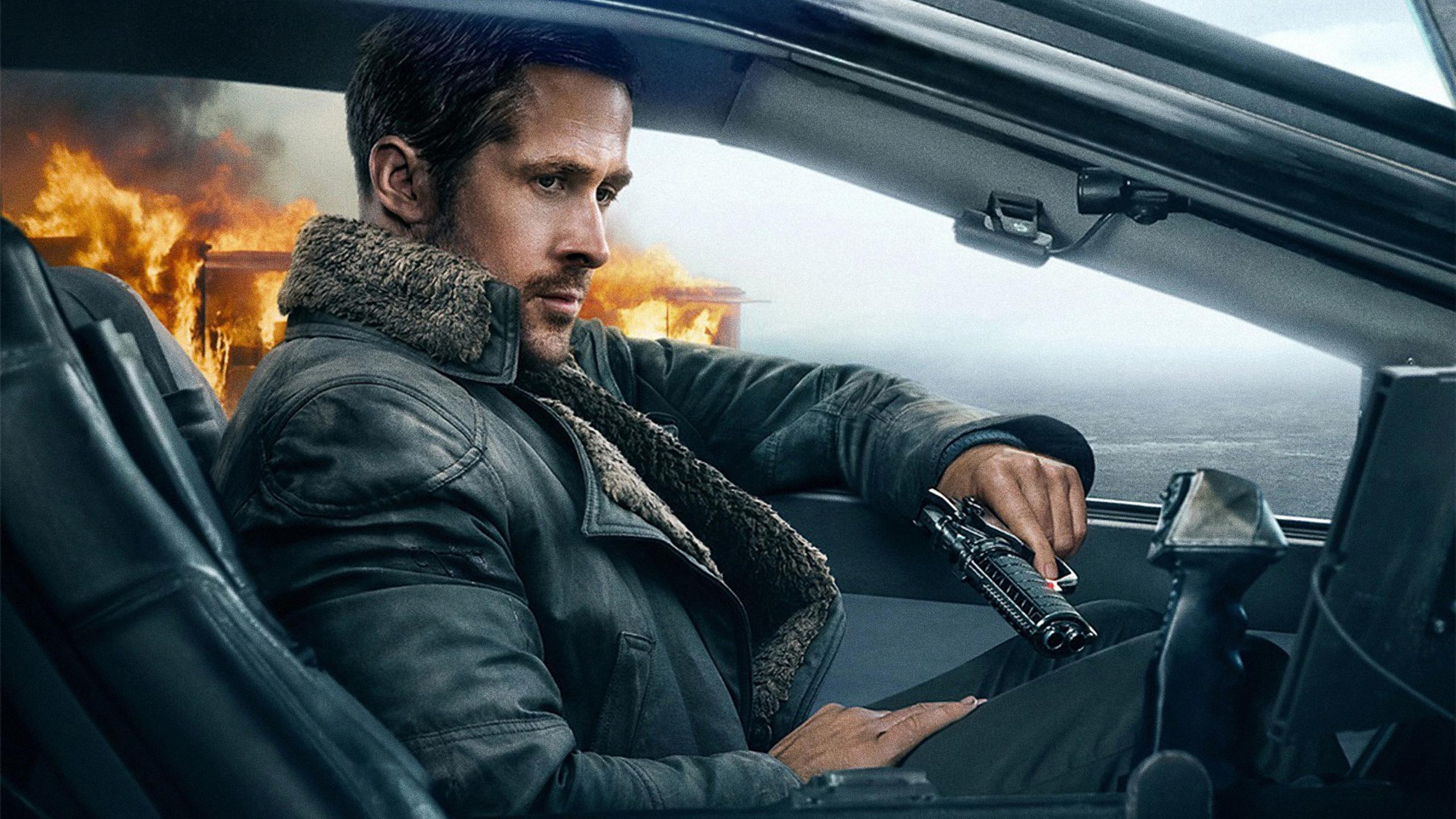 2560x1440 poster, movie, action, blade runner ryan gosling, man, gun, car, actor Blade Runner 2049 (2017)