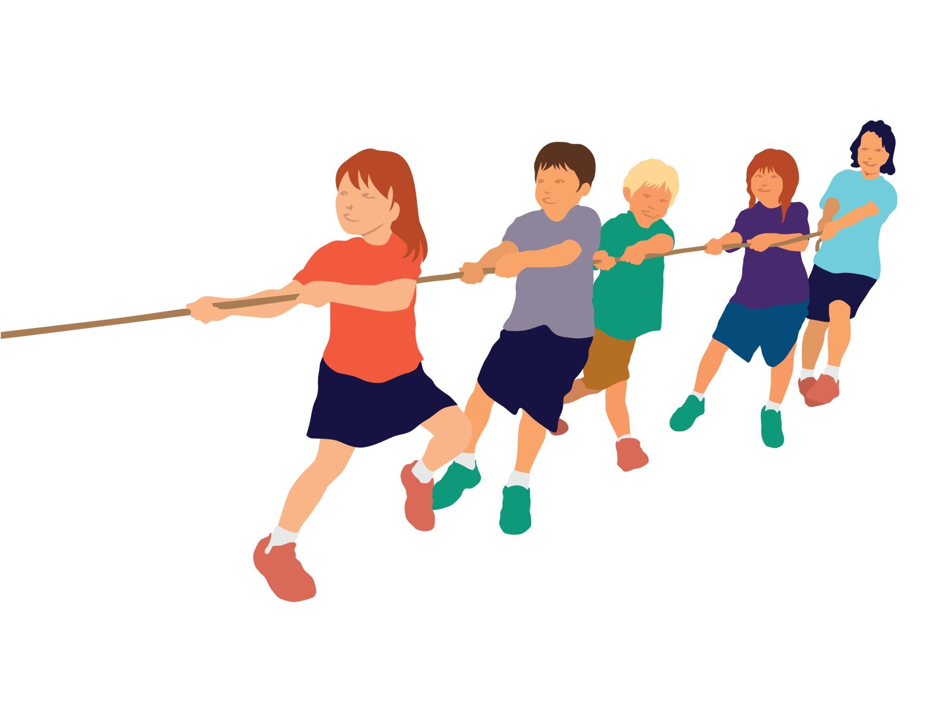 1920x1440 Tug of war children playing on illustration graphic vector