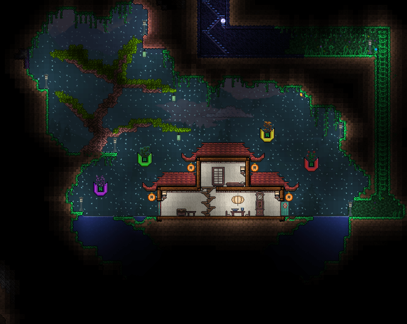 1328x1056 Built an underground zen lake for my first creative build