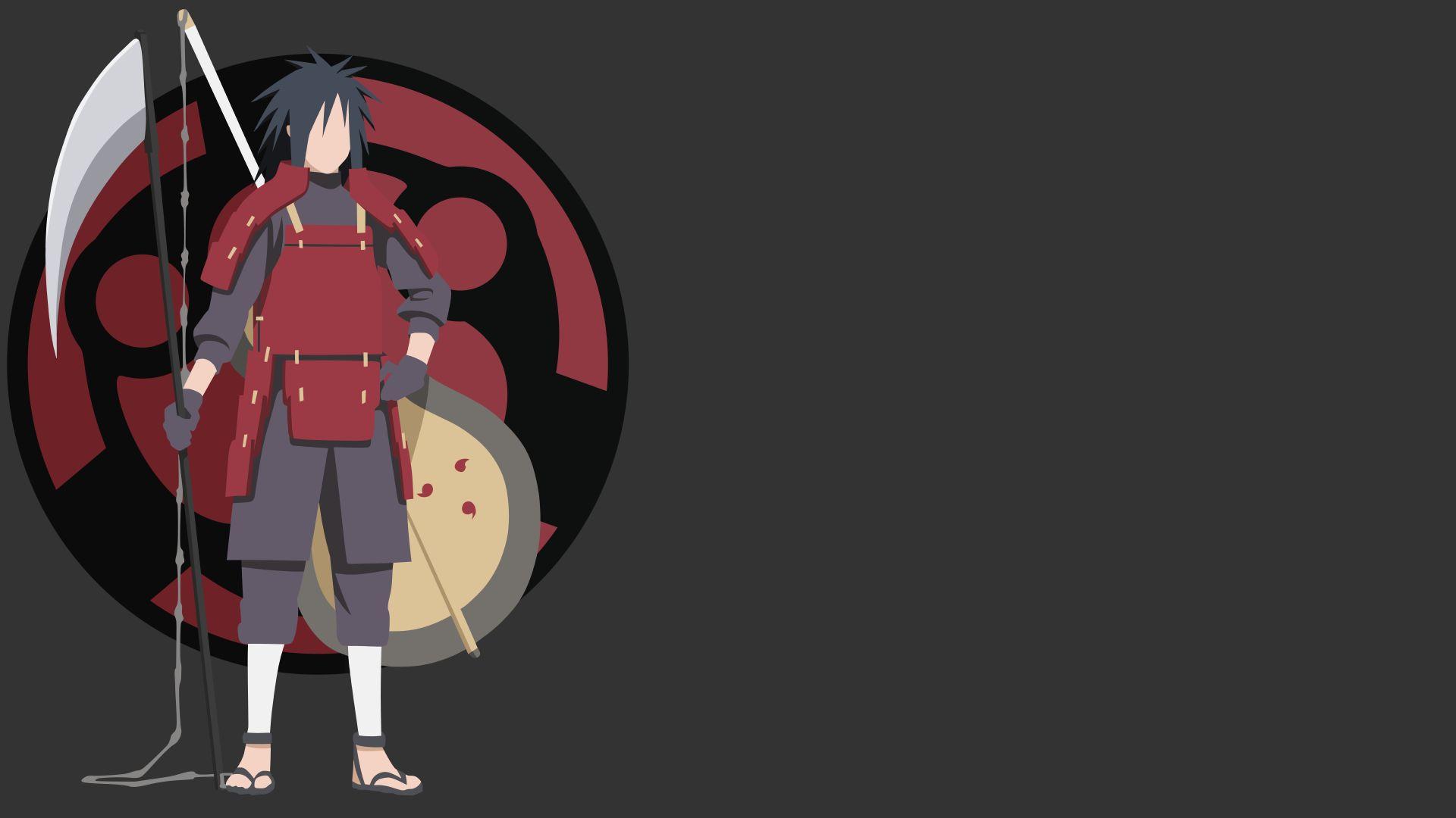 1920x1080 HD desktop wallpaper: Anime, Naruto, Minimalist, Madara Uchiha download free picture