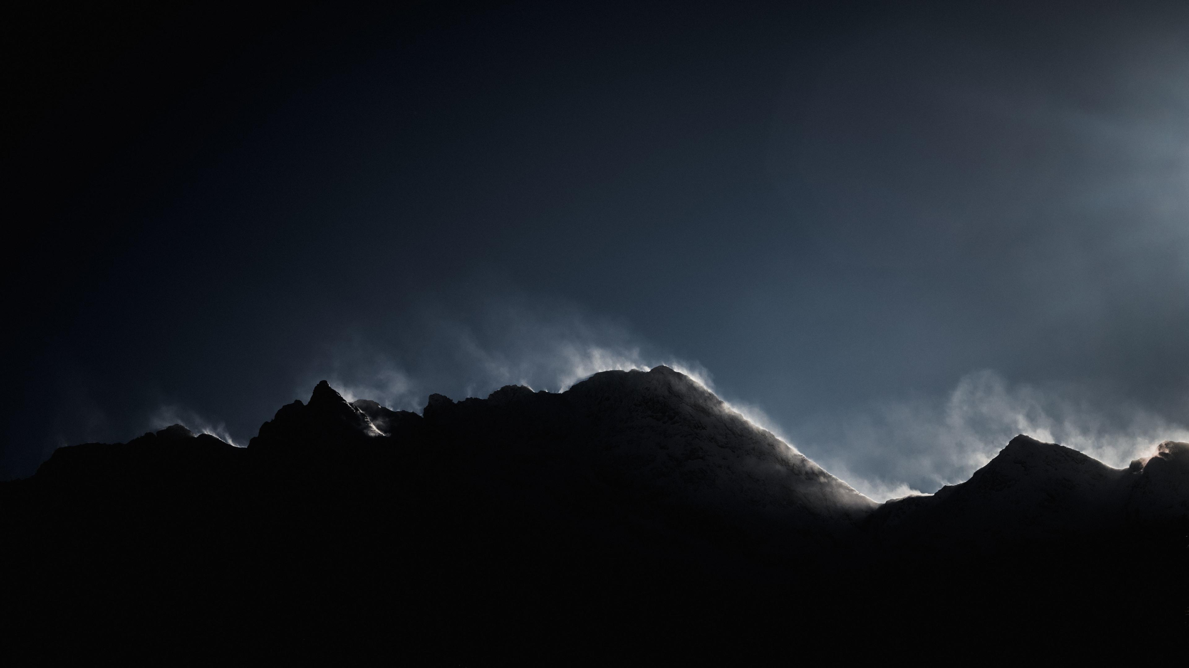 3840x2160 Download wallpaper 3840x2160 dark, mountains, peak, fog 4k wallpaper, uhd wallpaper, 16:9 widescreen 3840x2160 HD background, 21133