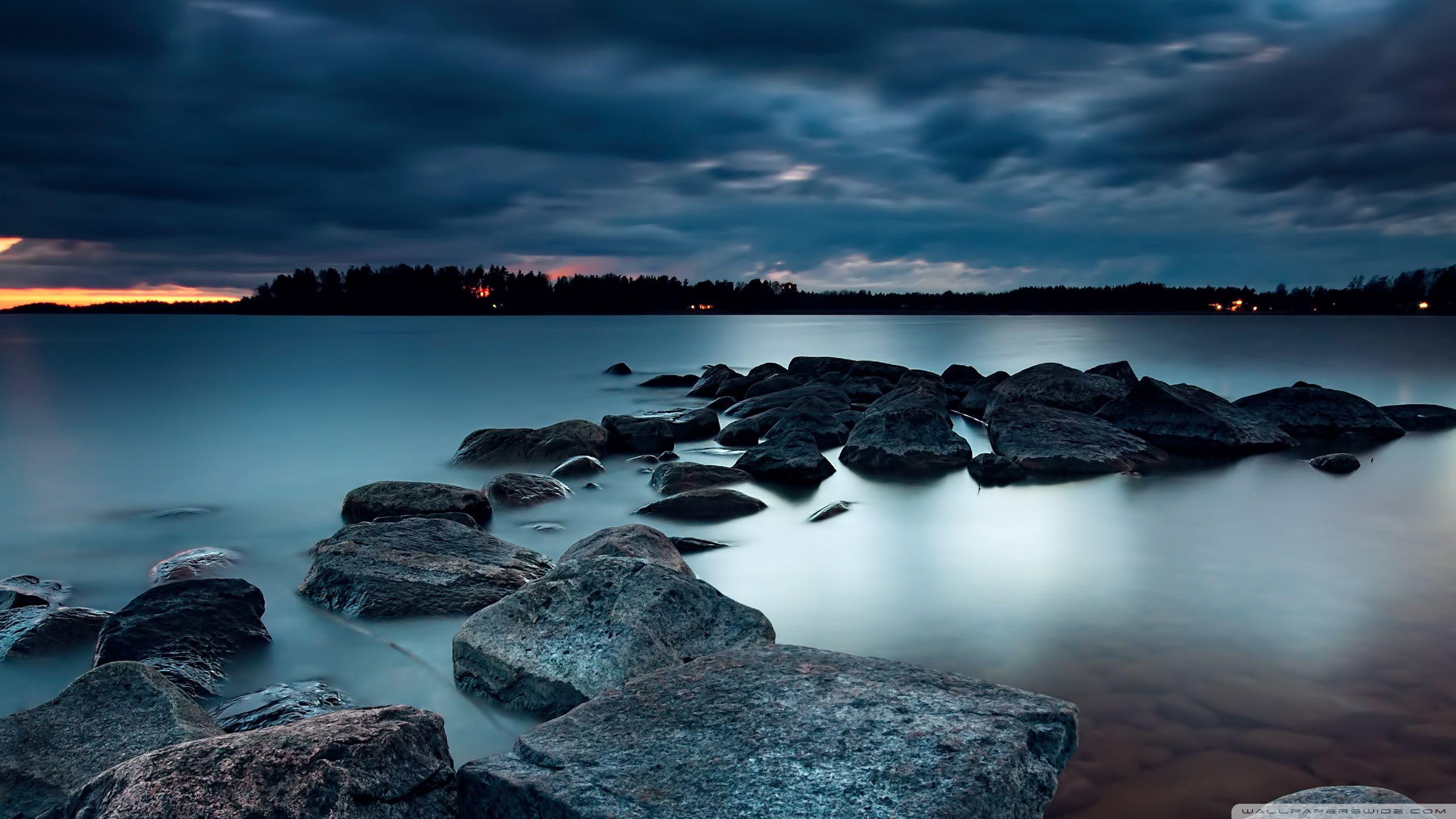 2560x1440 Strange Sunset Over Lake ❤ 4K HD Desktop Wallpaper for 4K Ultra HD