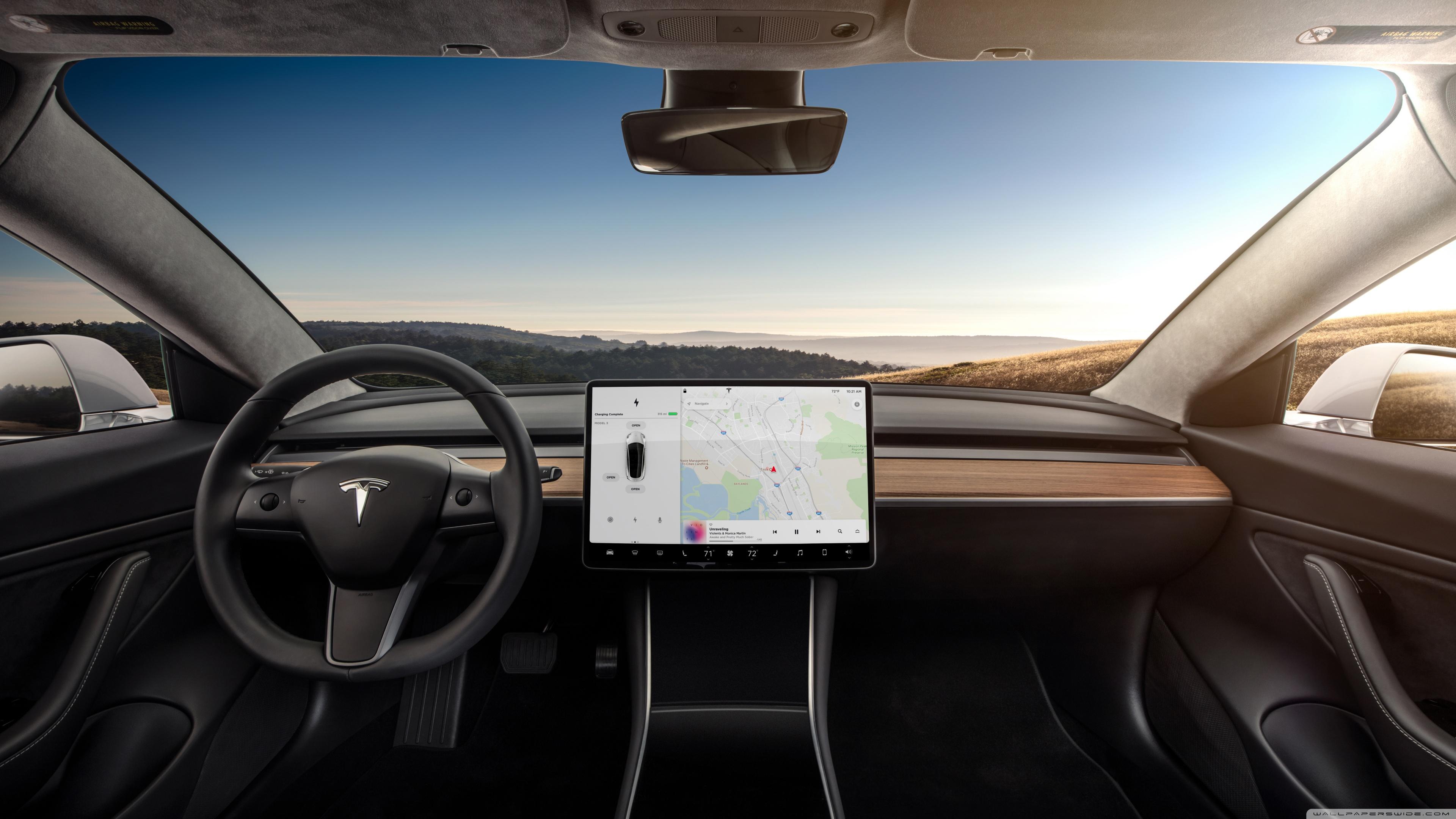 3840x2160 Tesla Model 3 Electric Car Dashboard Ultra HD Desktop Background Wallpaper for 4K UHD TV : Multi Display, Dual Monitor : Tablet