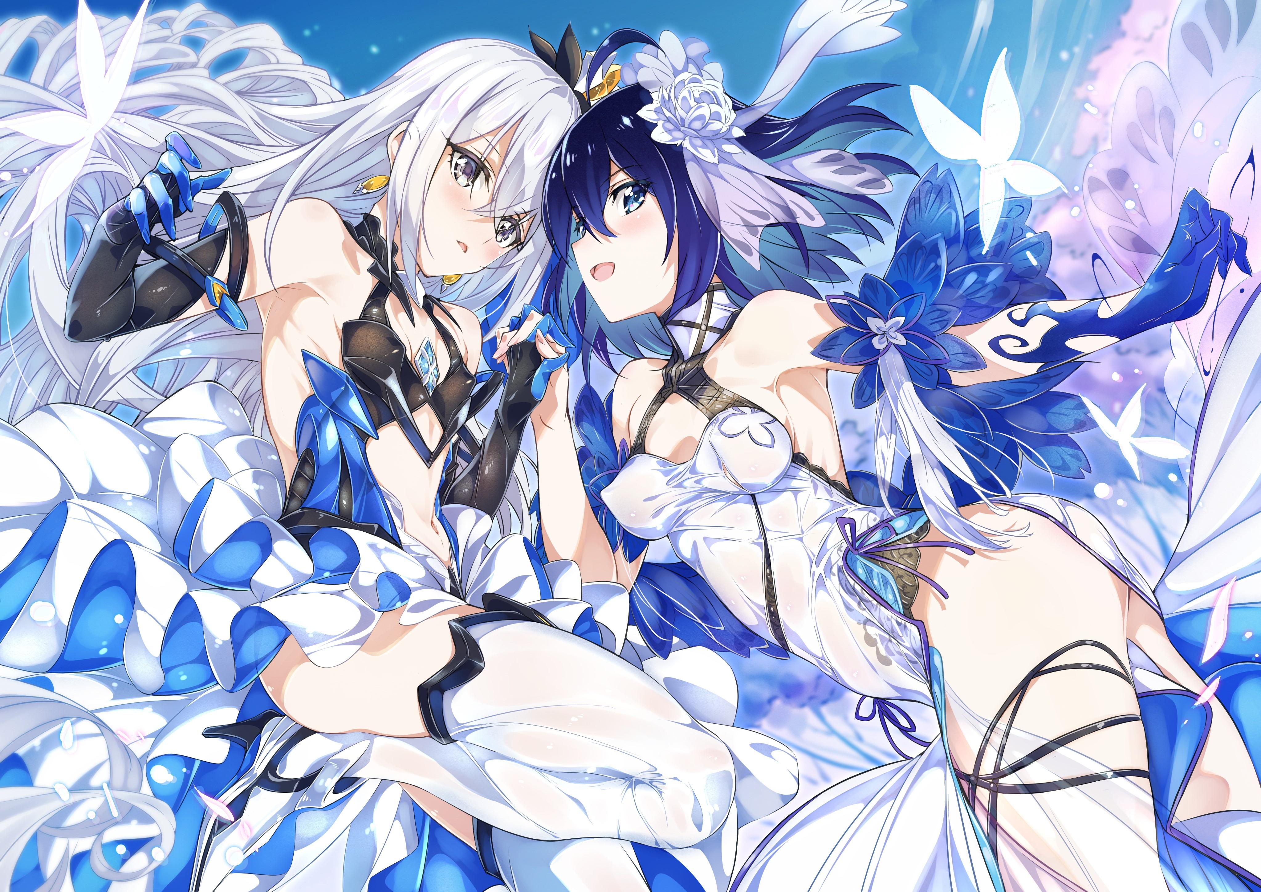 4093x2894 4K, blue hair, Bronya Zaychik, Seele Vollerei, anime girls, silver hair, Honkai Impact 3rd, Niko (artist), anime Gallery HD Wallpaper