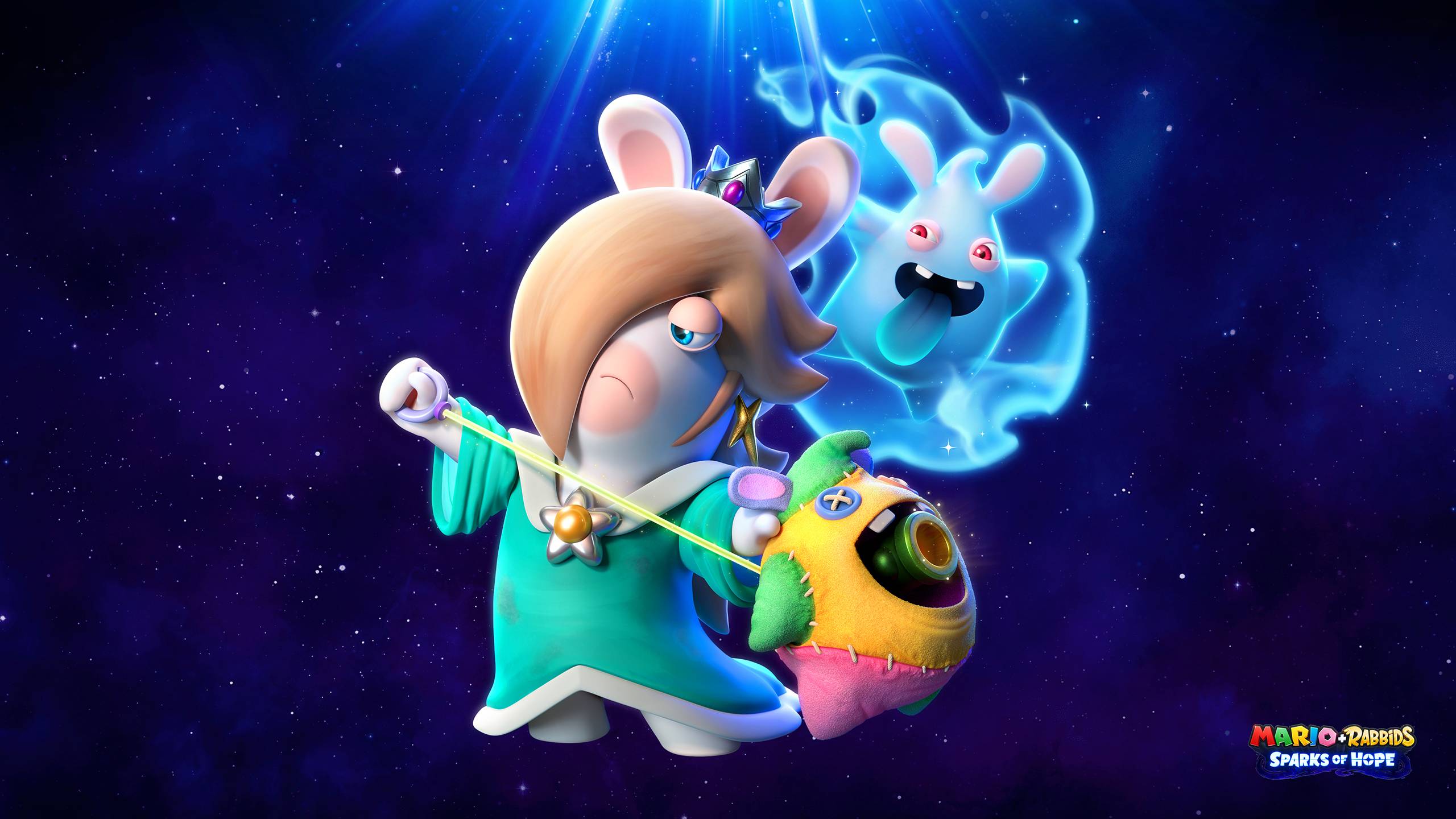 2560x1440 Mario + Rabbids Sparks of Hope Rabbid Rosalina Wallpaper with Monocle