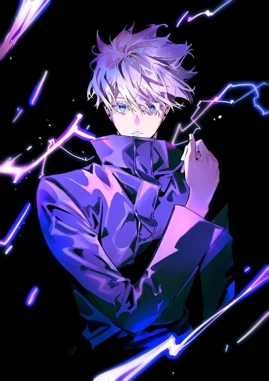 905x1280 Download Satoru Gojo Jujutsu Kaisen Phone Purple Thunder Wallpaper
