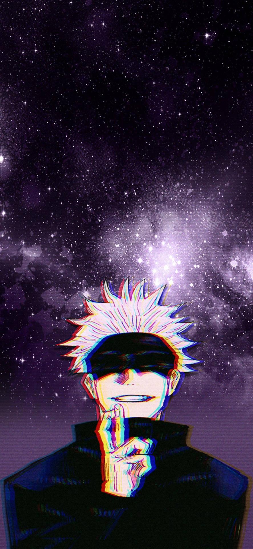 887x1920 Download Satoru Gojo Purple Galaxy Jujutsu Kaisen Phone Wallpaper