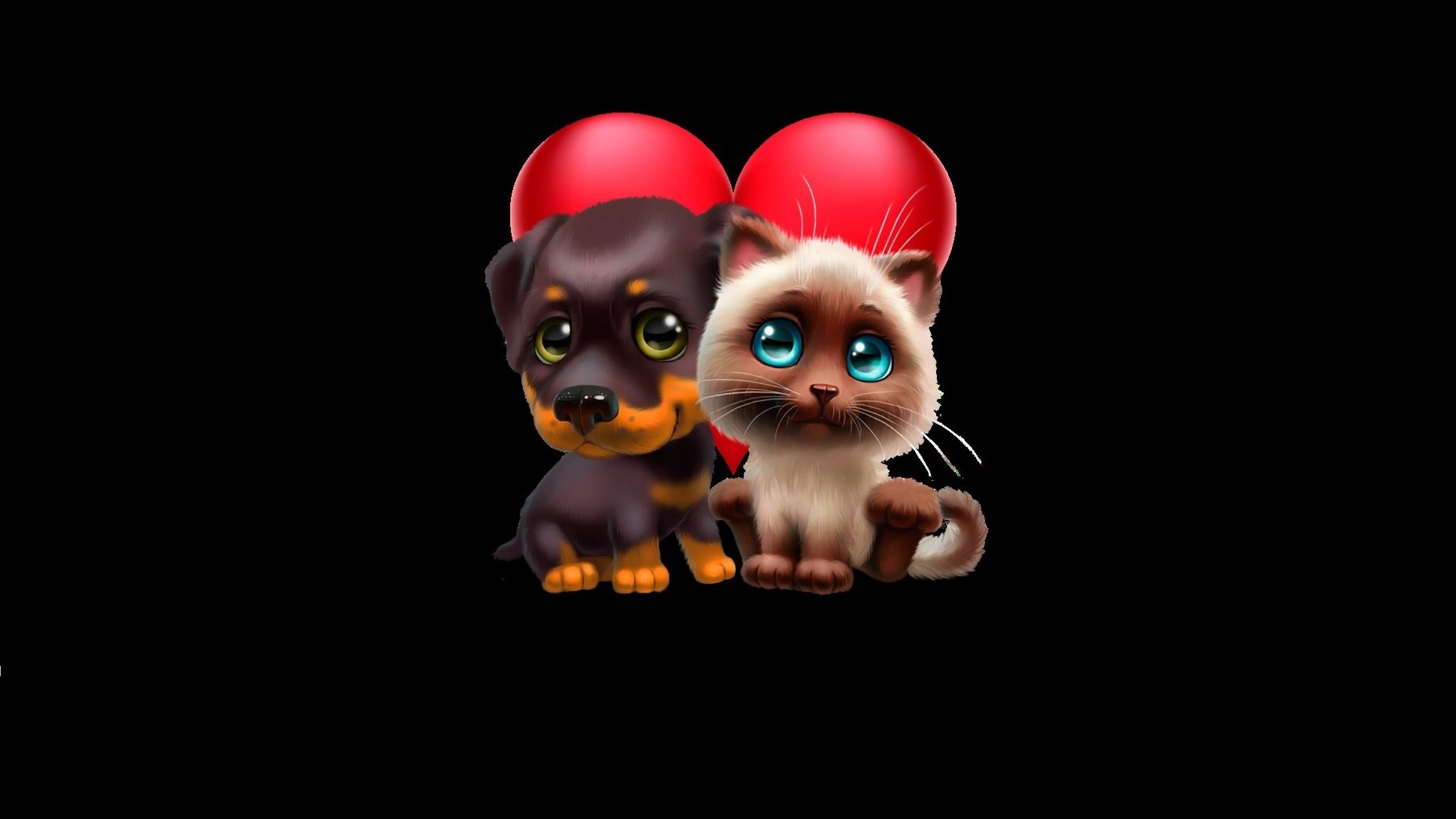 7680x4320 Cute Kitten and Puppy 8K Wallpaper, HD Artist 4K Wallpaper, Image, Photo and Background