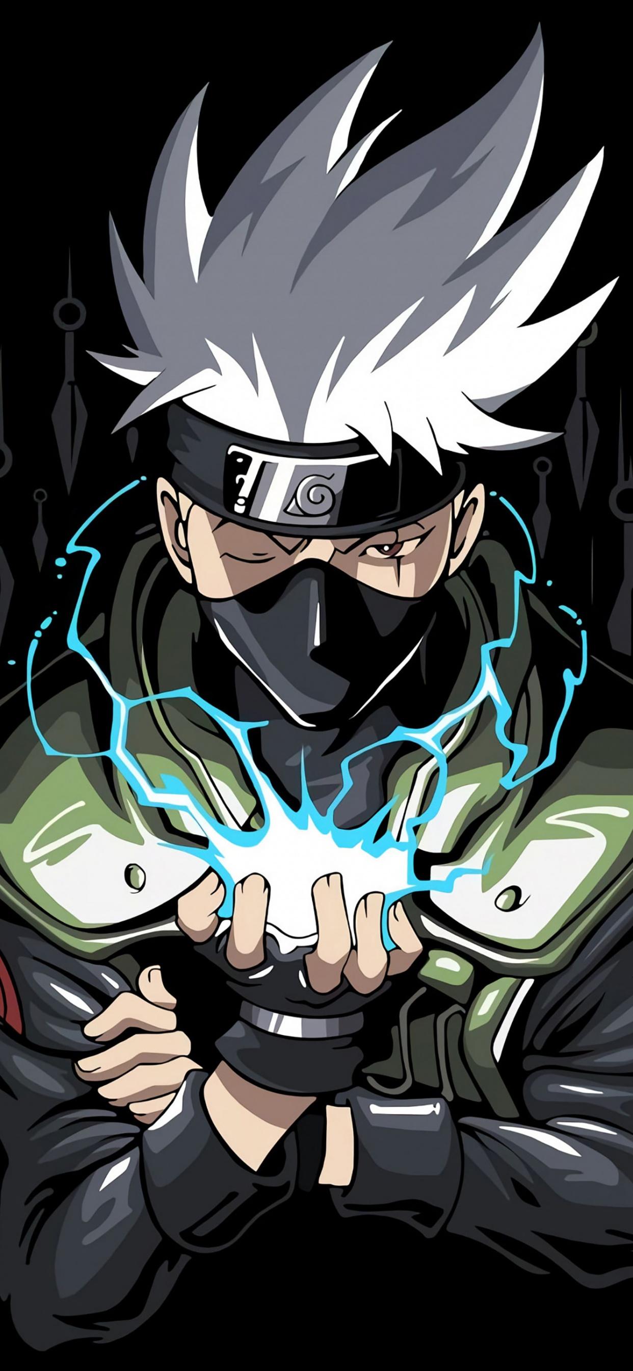 1242x2688 Kakashi Hatake Wallpaper 4K, Naruto, AMOLED, Black Dark