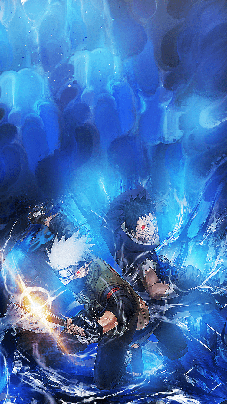 750x1335 Kakashi and Obito Wallpaper for Mobile