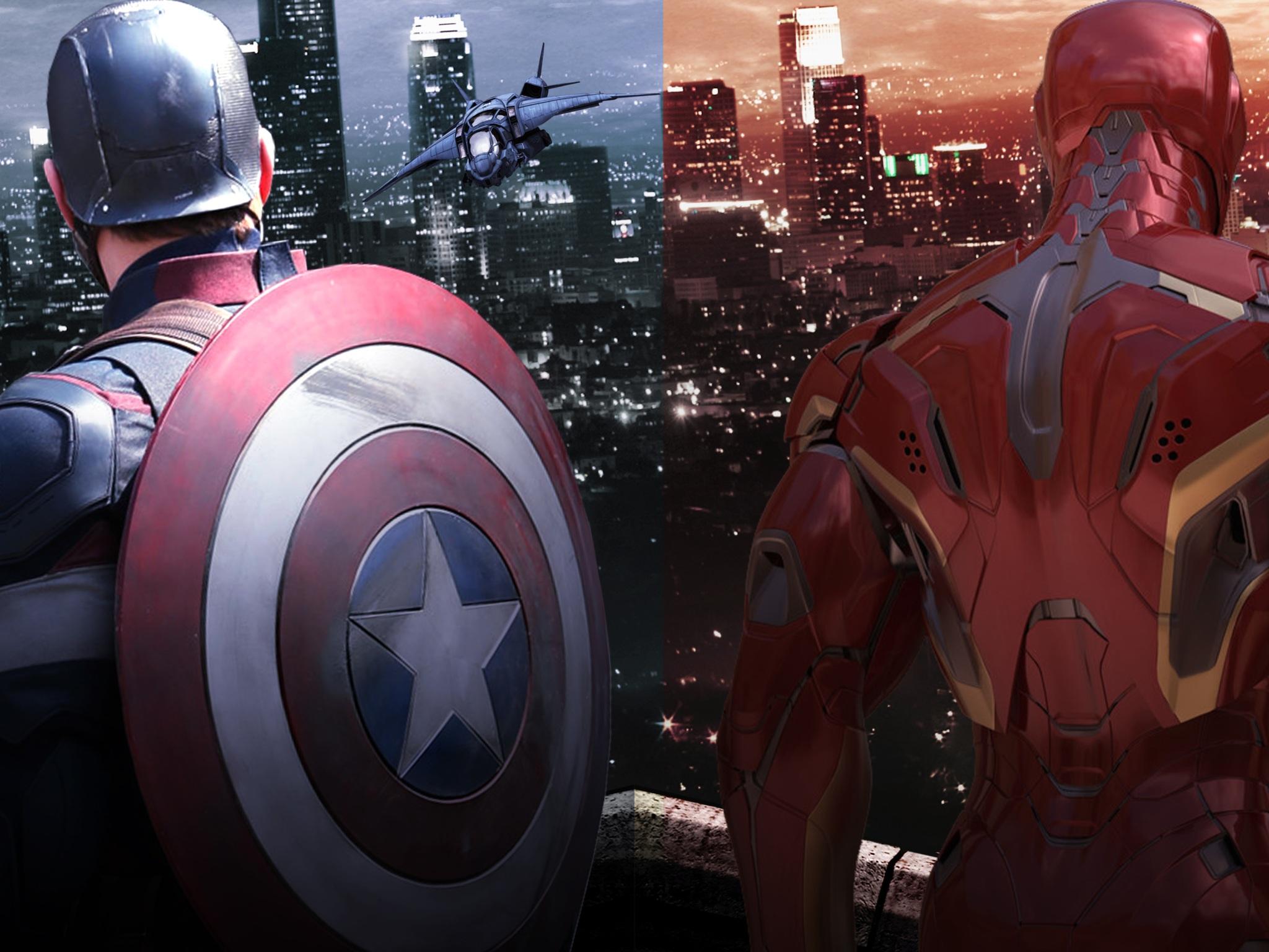 2048x1536 Wallpaper 4k Captain America Shield And Iron Man Wallpaper