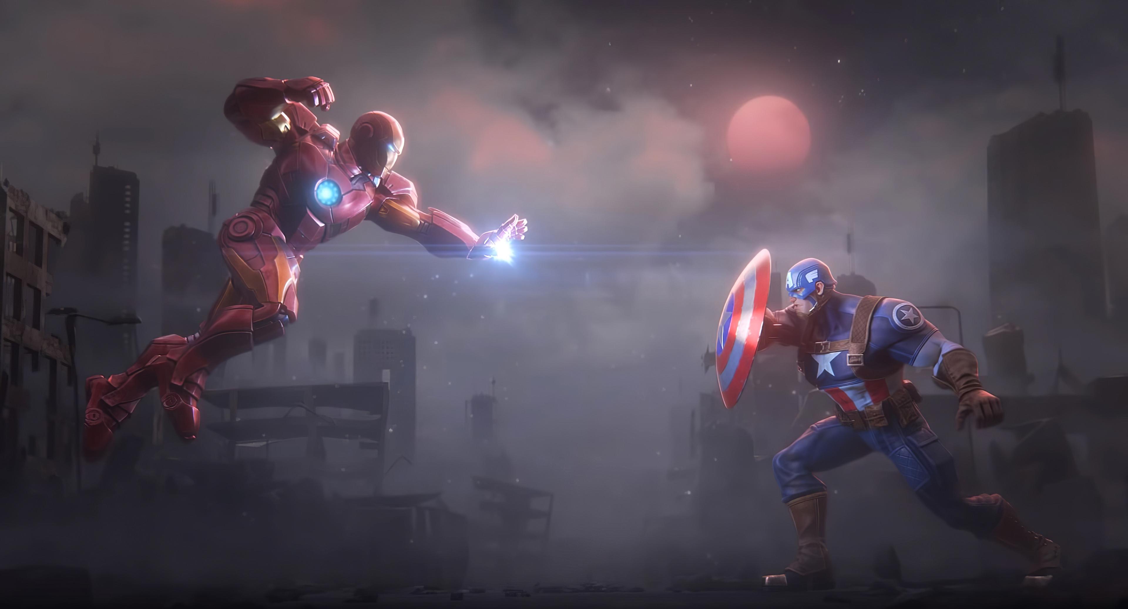 3840x2073 Captain America And Iron Man 4k New, HD Superheroes, 4k Wallpaper, Image, Background, Photo and Picture