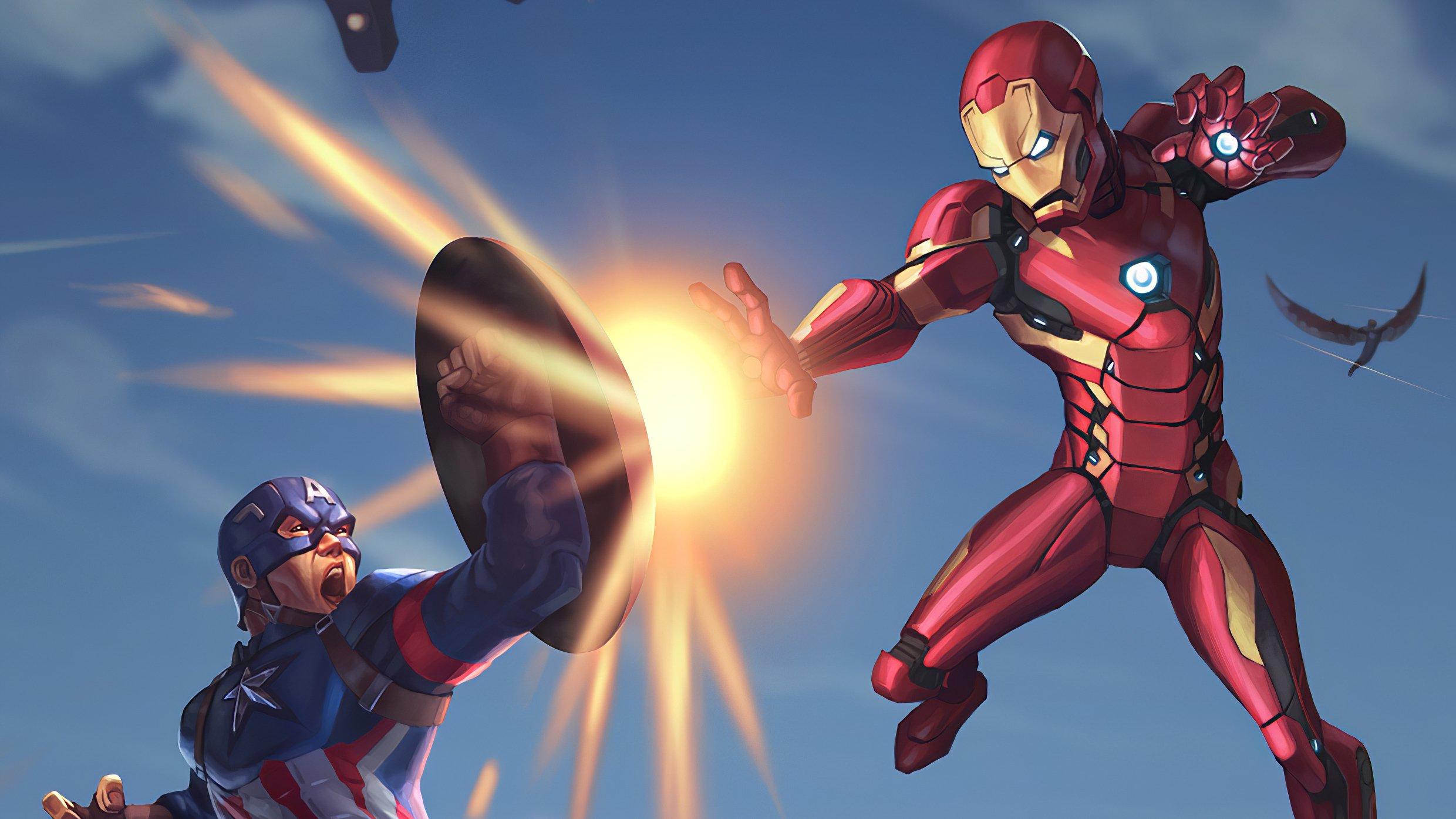 2480x1395 Captain America vs Iron Man Wallpaper