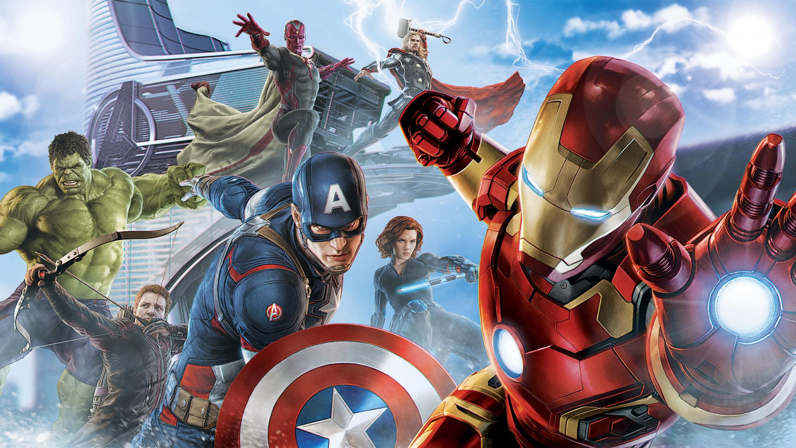 2560x1440 Wallpaper Avengers: Age of Ultron, Iron Man, Captain America, Hulk, Black Widow, Hawkeye, Thor, Vision, 6k, Movies