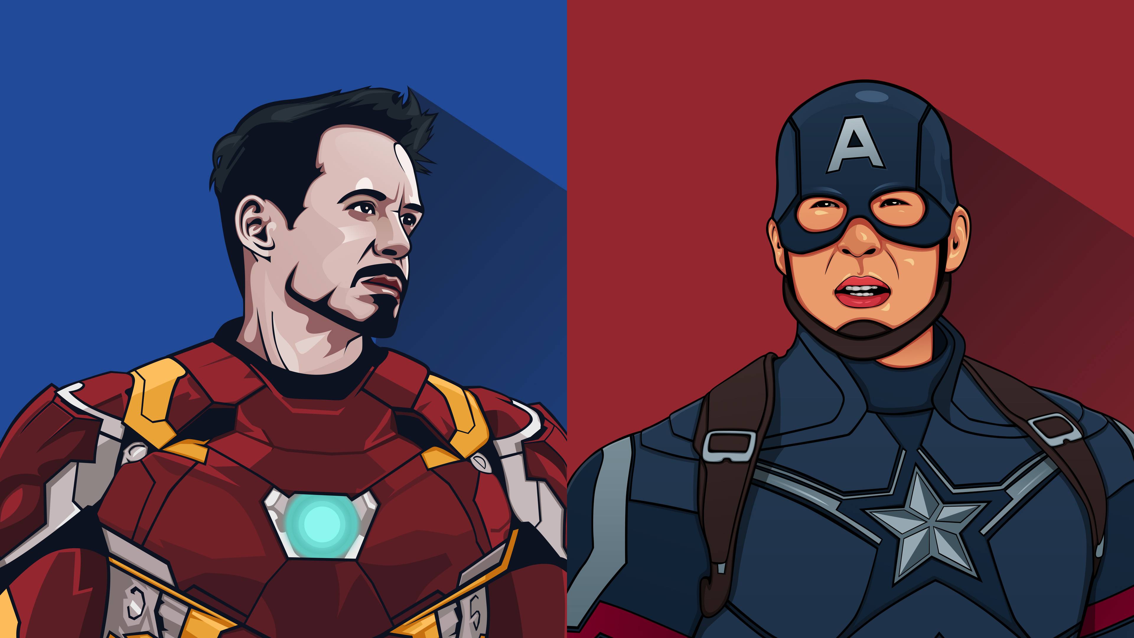 3840x2160 Captain America Iron Man Minimal Art 4K Wallpaper, HD Minimalist 4K Wallpaper, Image, Photo and Background