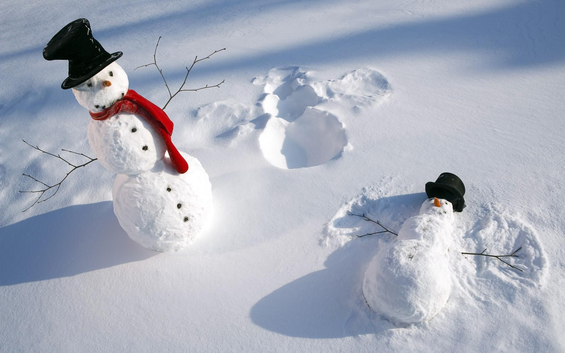 1920x1200 nature, Winter, Snow, Shadow, Snowman, Top Hat, Humor, Angel Wallpaper HD / Desktop and Mobile Background