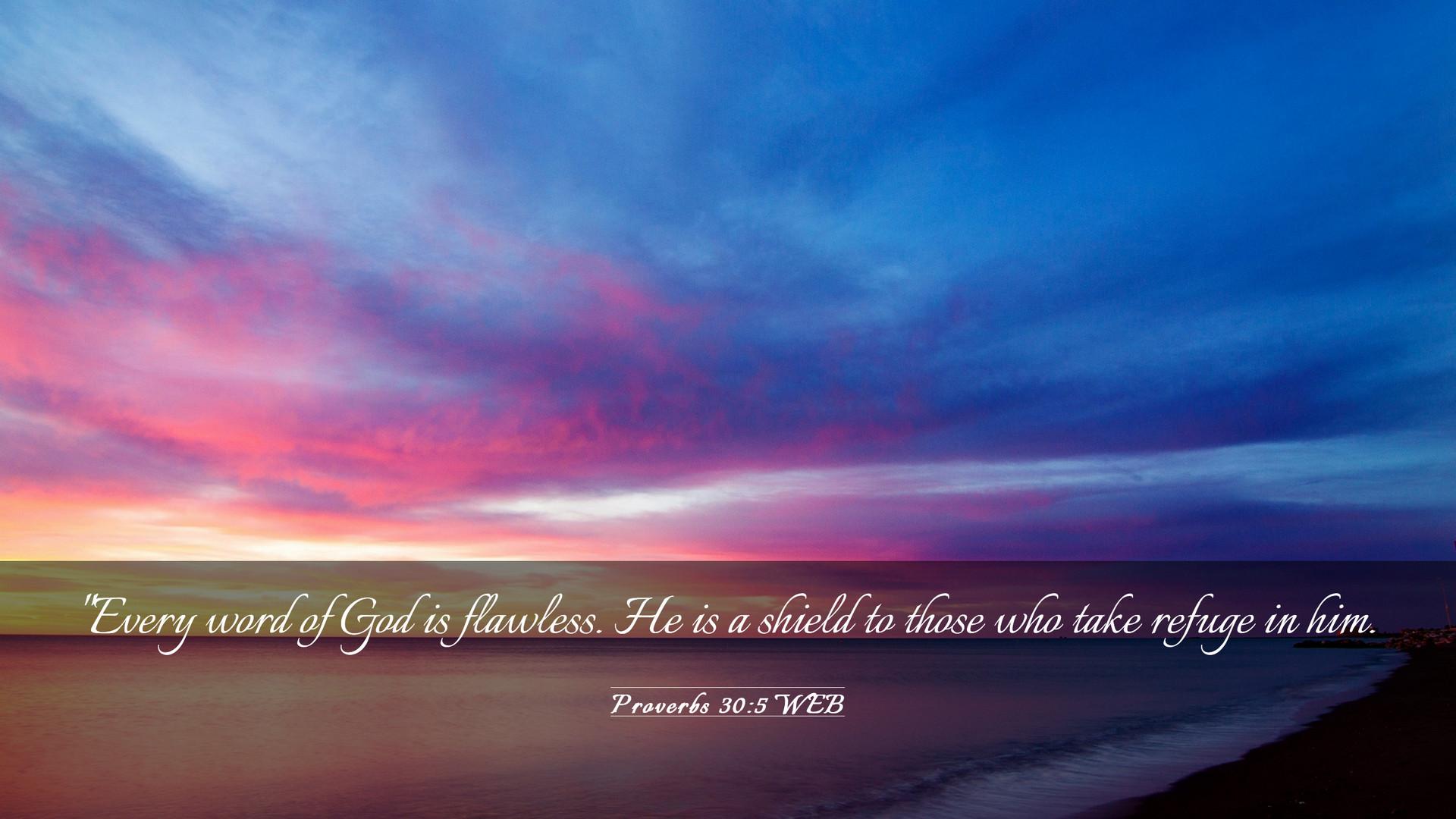 1920x1080 Proverbs 30:5 WEB Desktop Wallpaper word of God is flawless. He is a shield to