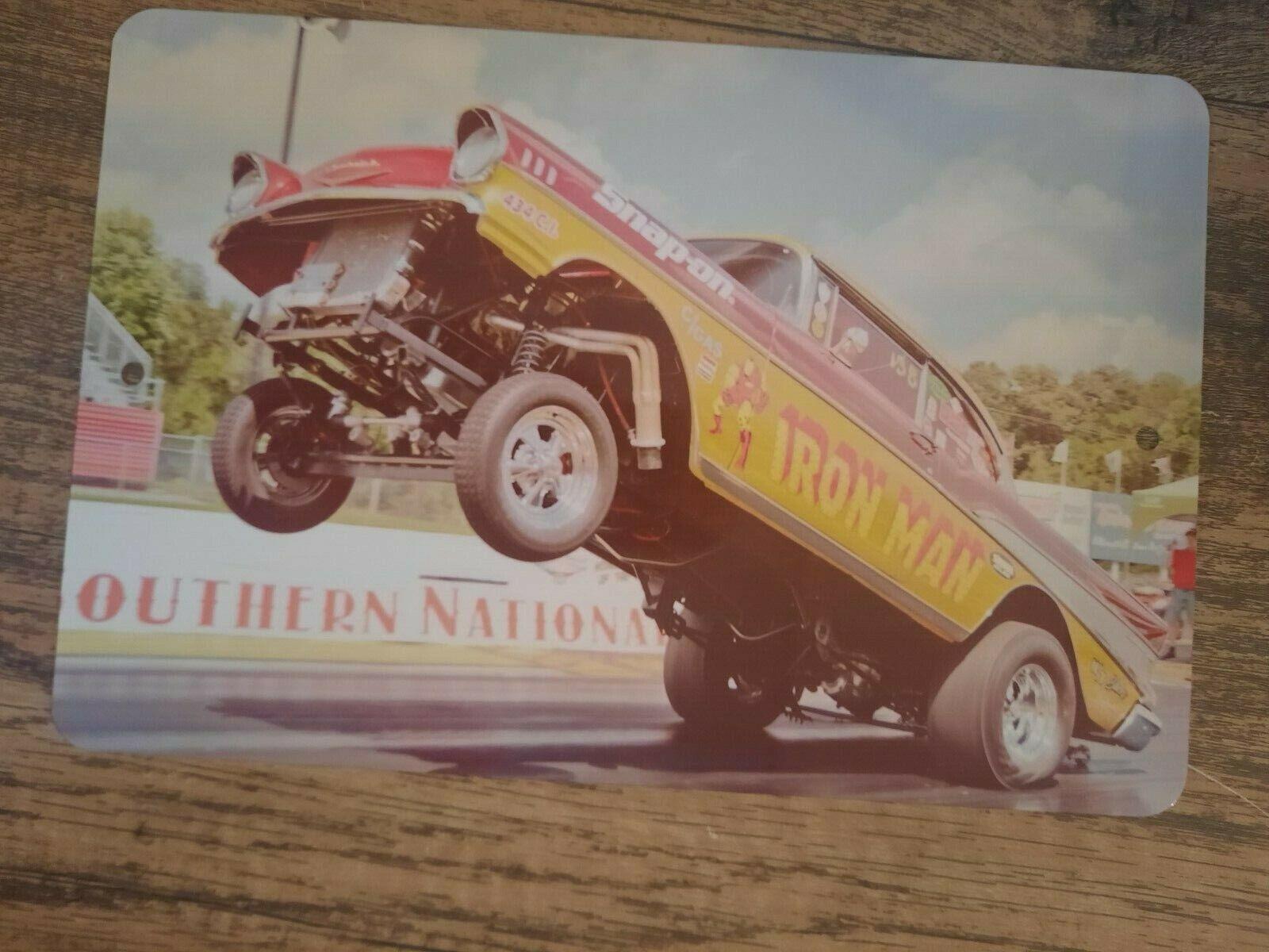 1600x1200 Chevy Iron Man Gasser Street Rod Hot Racing Car 8x12 Metal Wall Sign