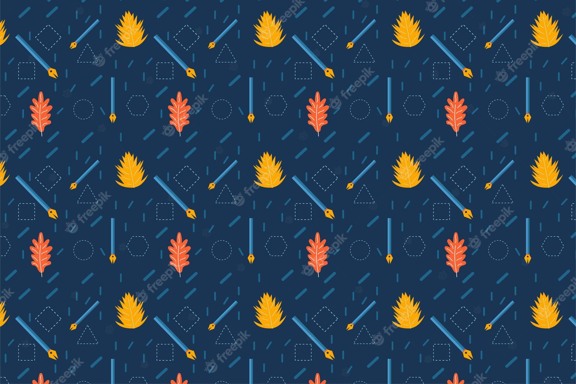 2000x1333 Premium Vector. Endless school backdrop pattern design with pen and leaf icons repeating educational pattern design for backdrops wallpaper and book covers seamless education pattern vector on a dark background
