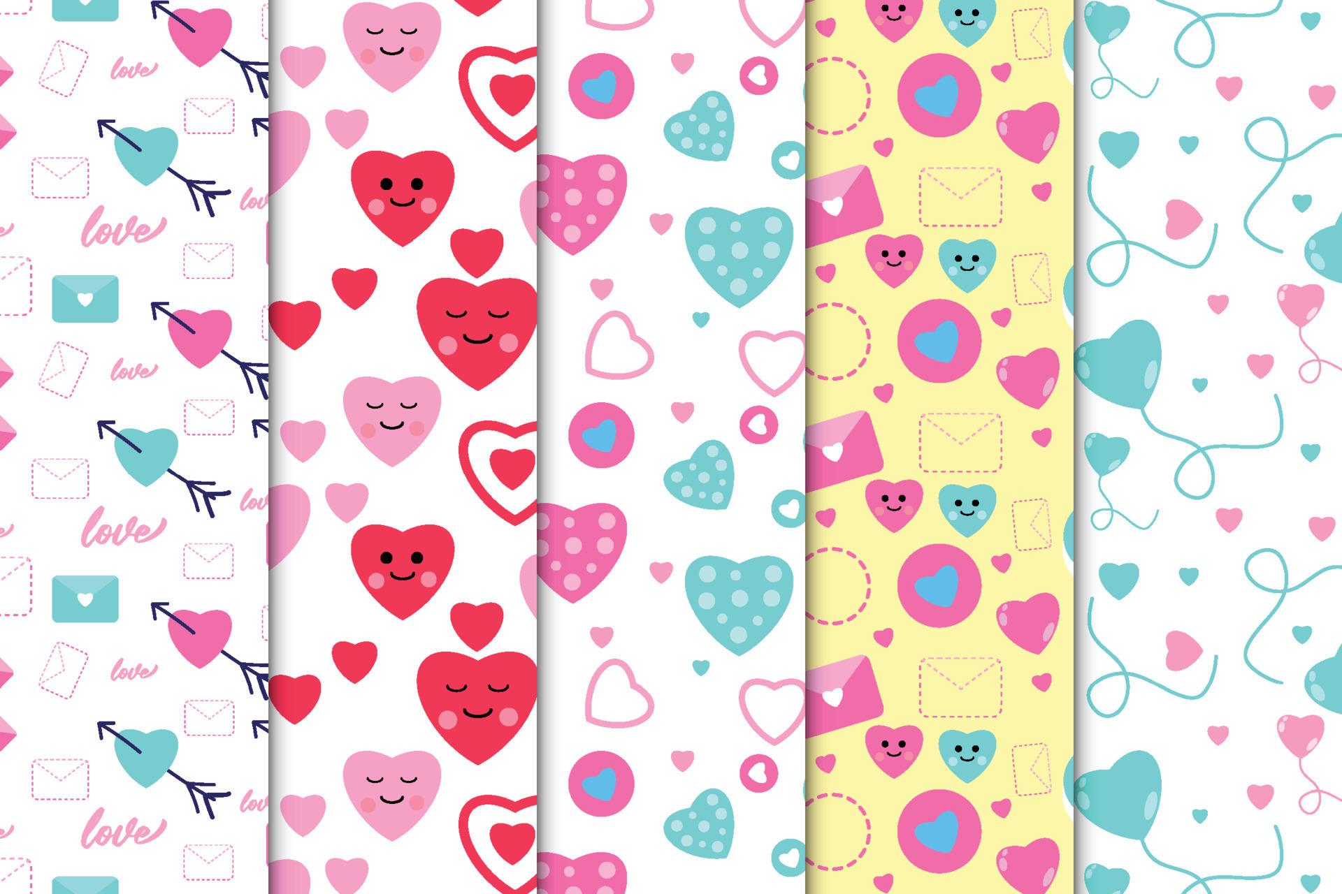 1920x1280 Creative love pattern collection vector on white background. Beautiful love pattern bundle with heart shapes and envelope icons. Abstract love pattern set design for wallpaper and book covers. 12578920 Vector Art