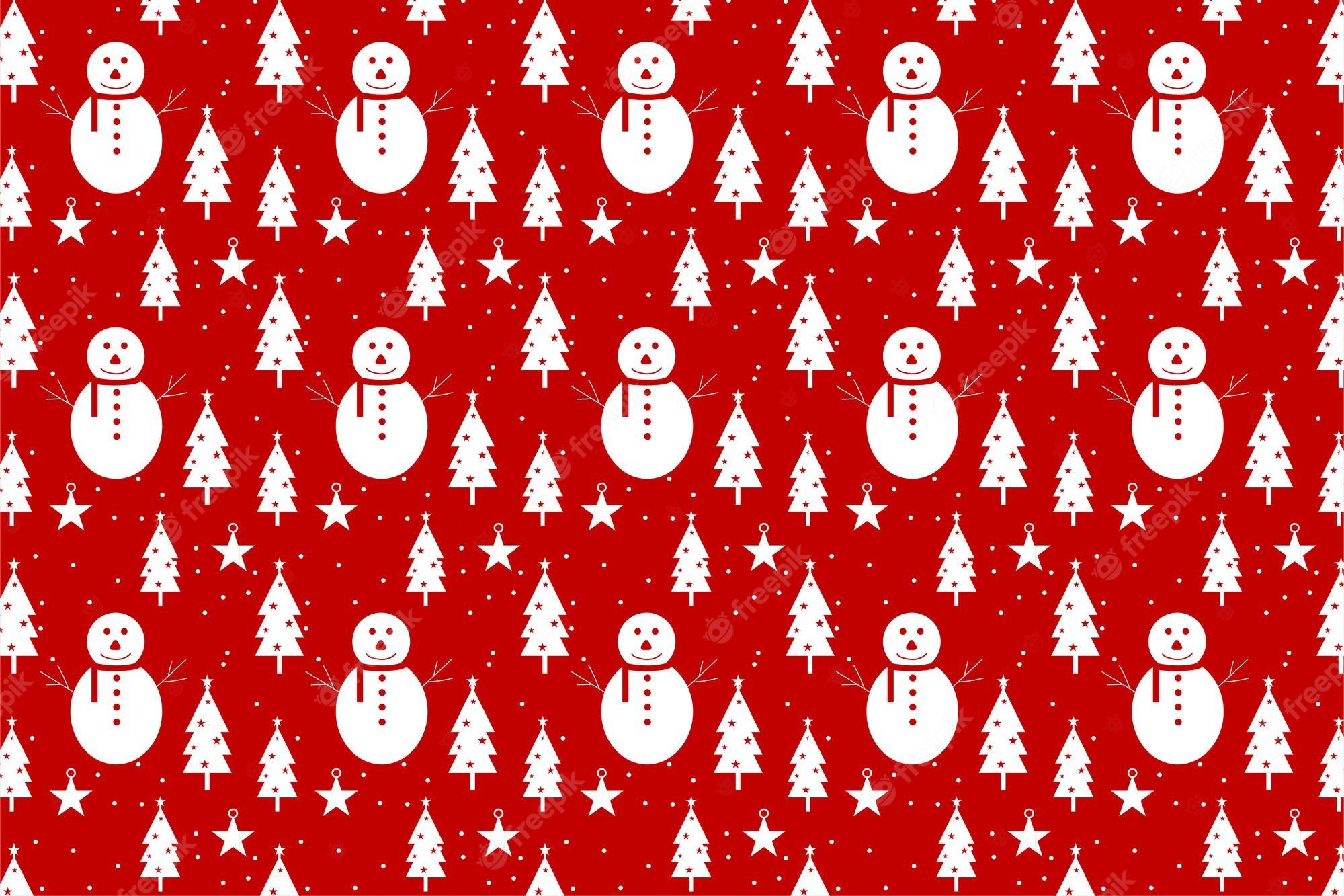 2000x1333 Premium Vector. Christmas pattern vector on a red background christmas pattern background design with snowman and tree icons seamless pattern texture design for wallpaper background book covers and wrap papers
