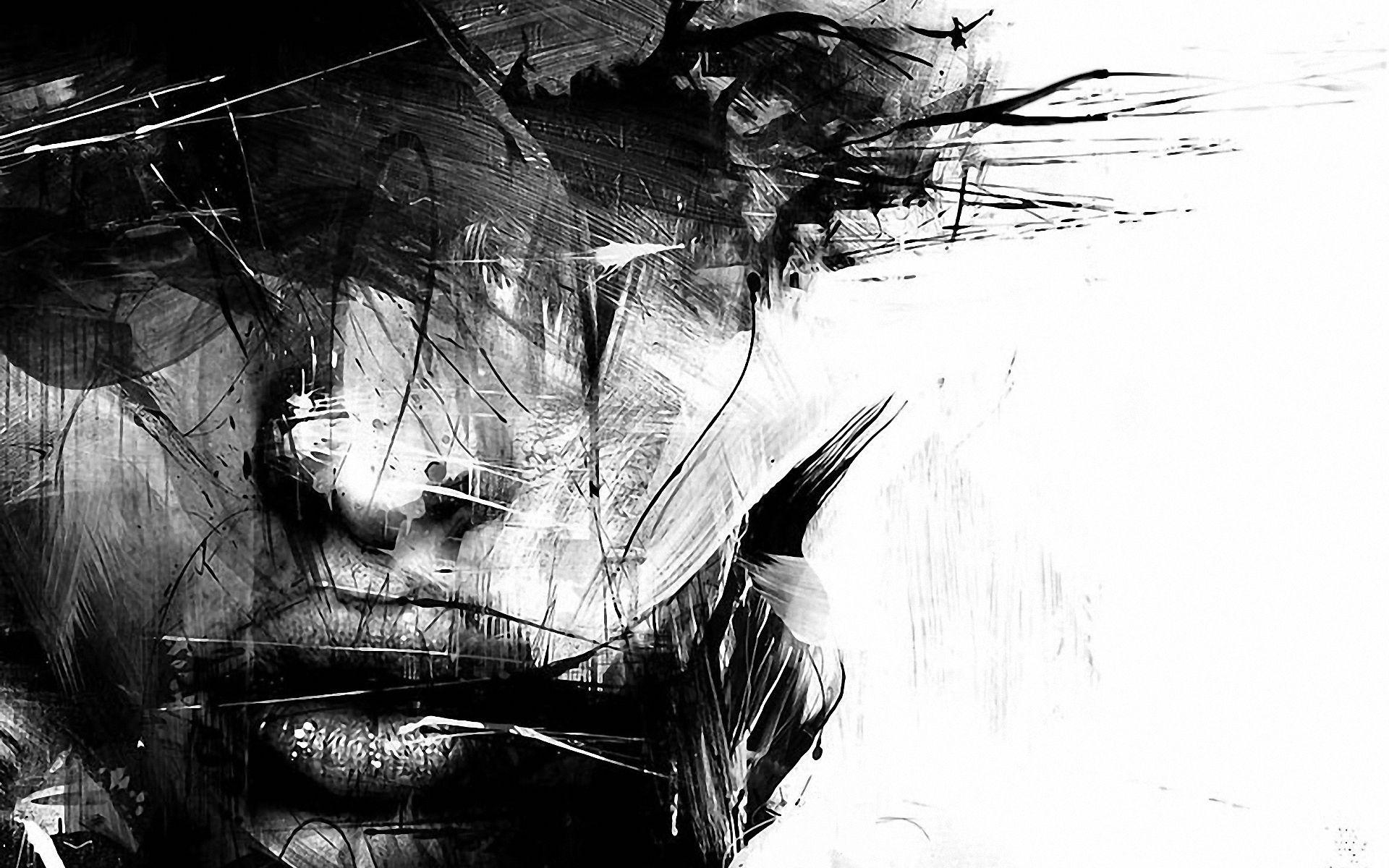 1920x1200 Black And White Painting Wallpaper