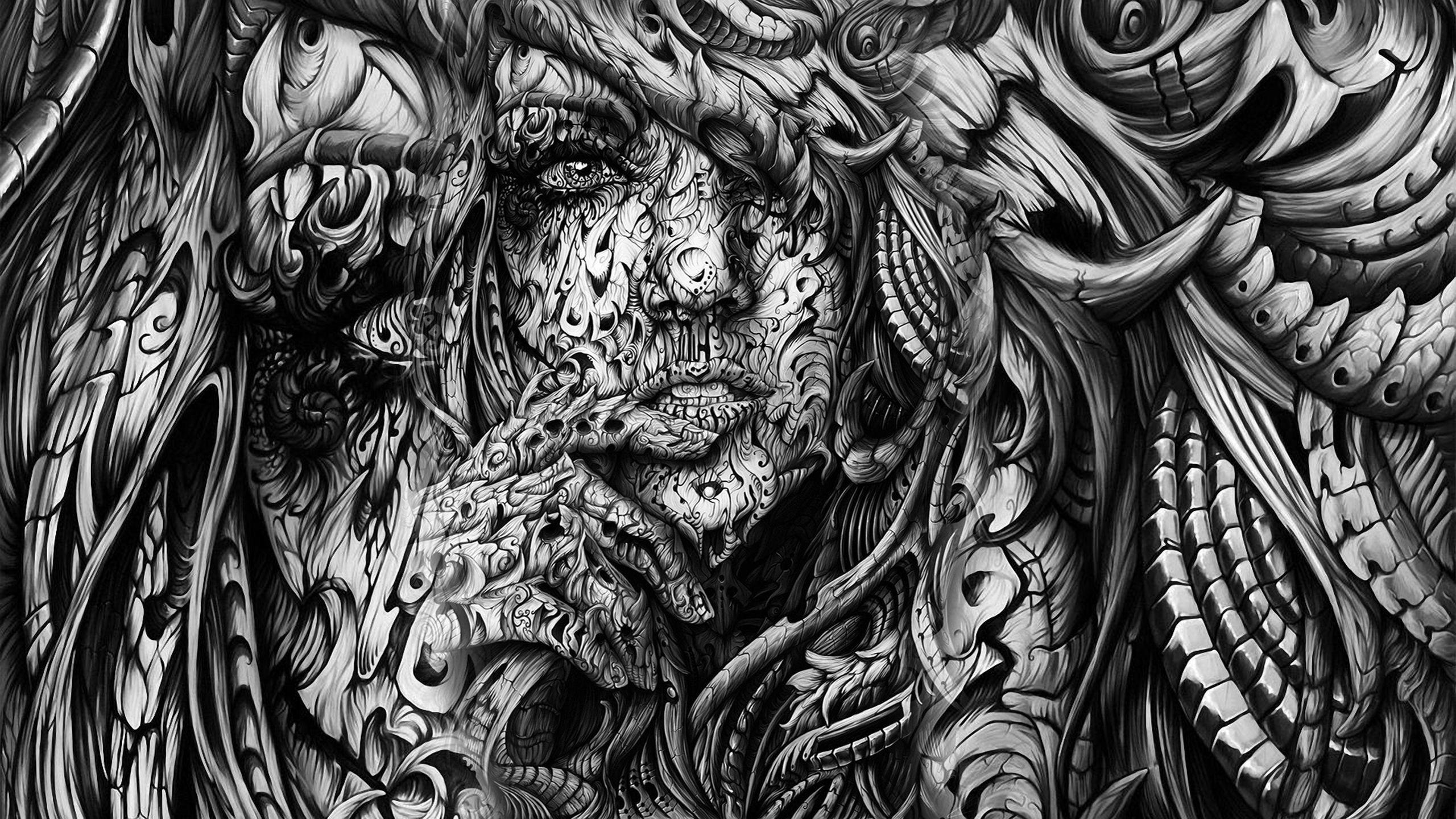2560x1440 Abstract Black and White Wallpaper