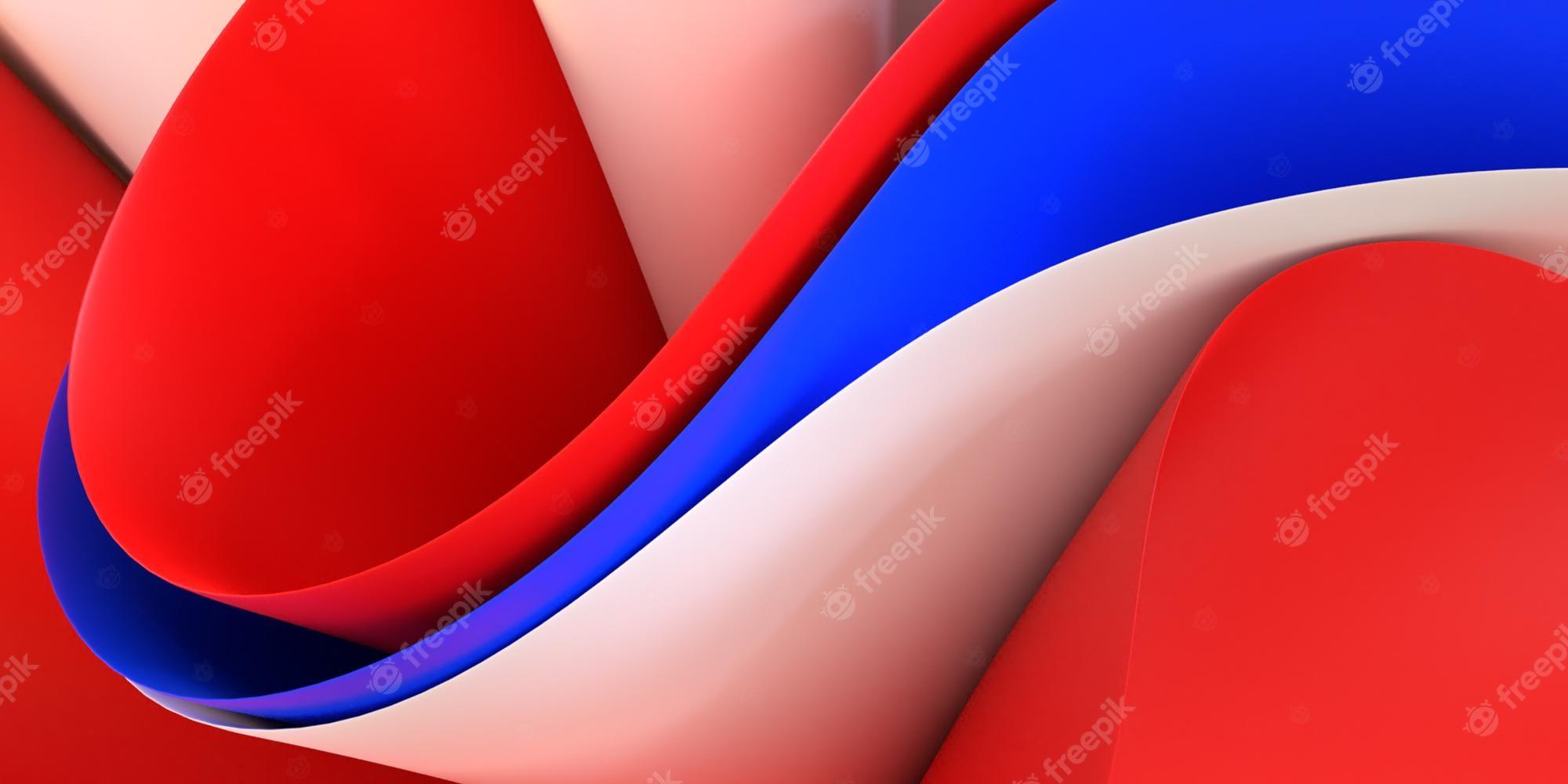 2000x1000 Premium Photod render abstract wallpaper wave effect red, blue white colors