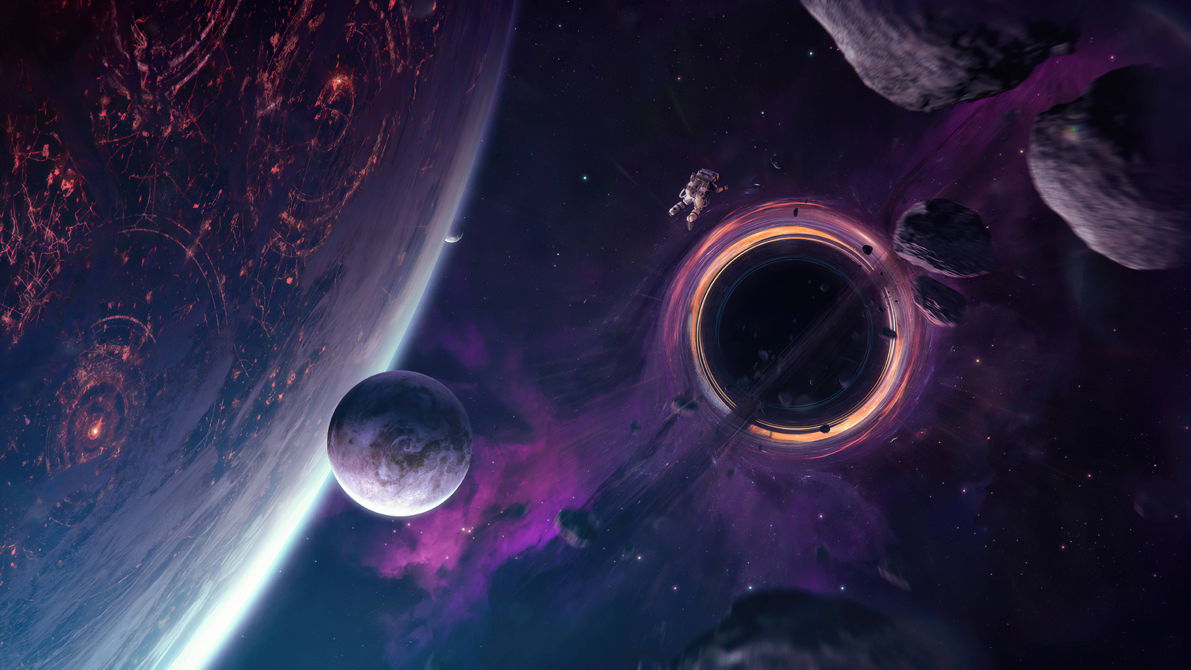 3840x2160 Astronaut Black Hole Galaxy Space 4k, HD Artist, 4k Wallpaper, Image, Background, Photo and Picture