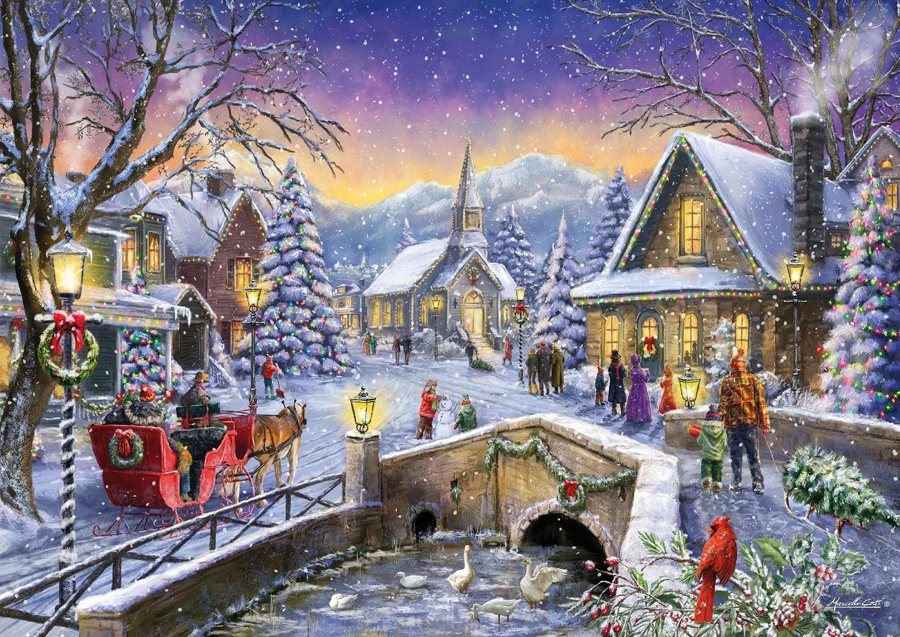 1754x1241 Snow Village Christmas Wallpaper