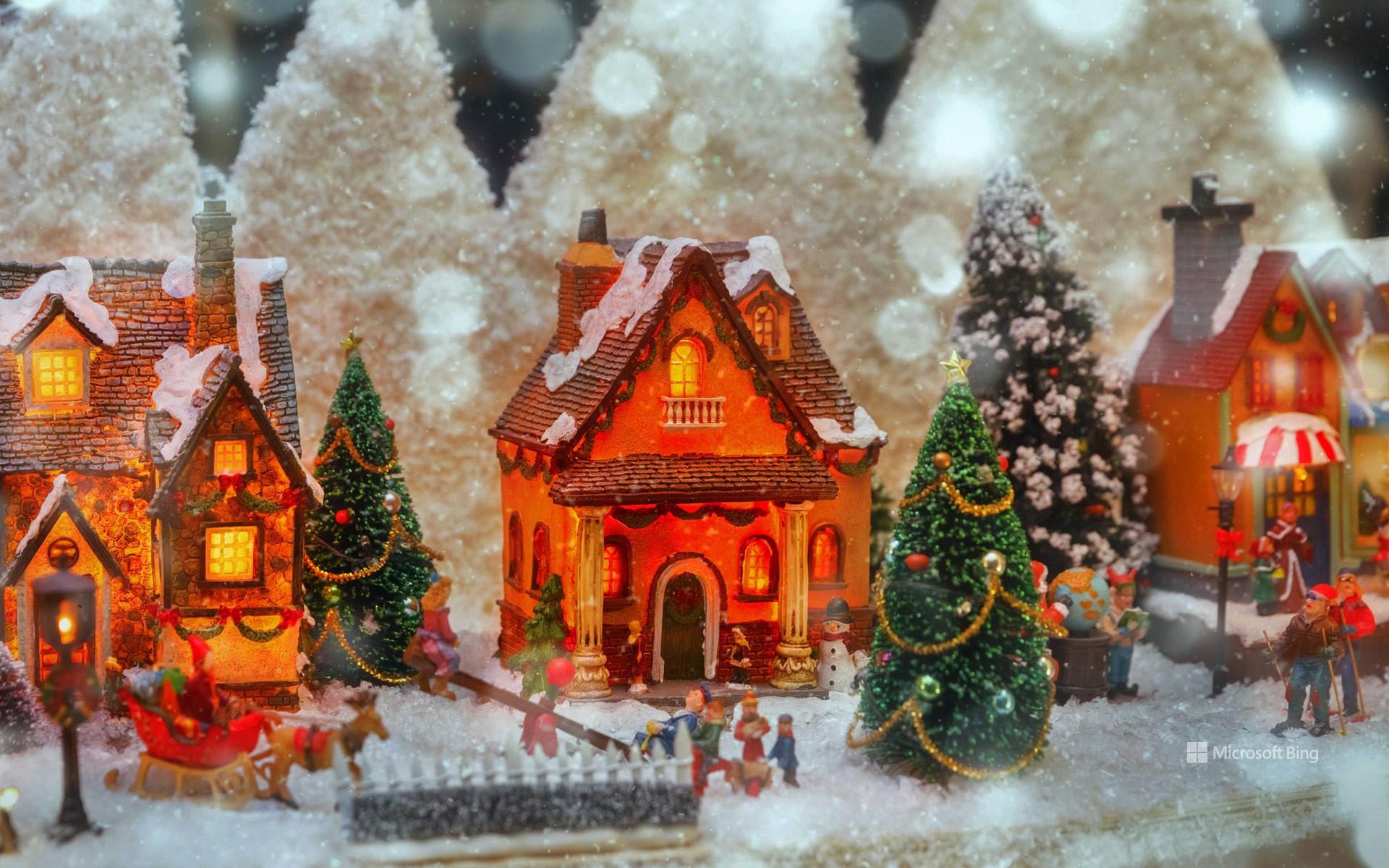 1920x1200 Miniature Christmas village in Strasbourg, France