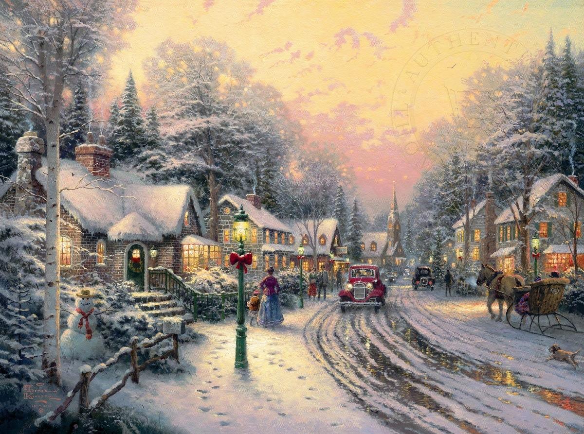 1200x893 Village Christmas Art by Thomas Kinkade Studios