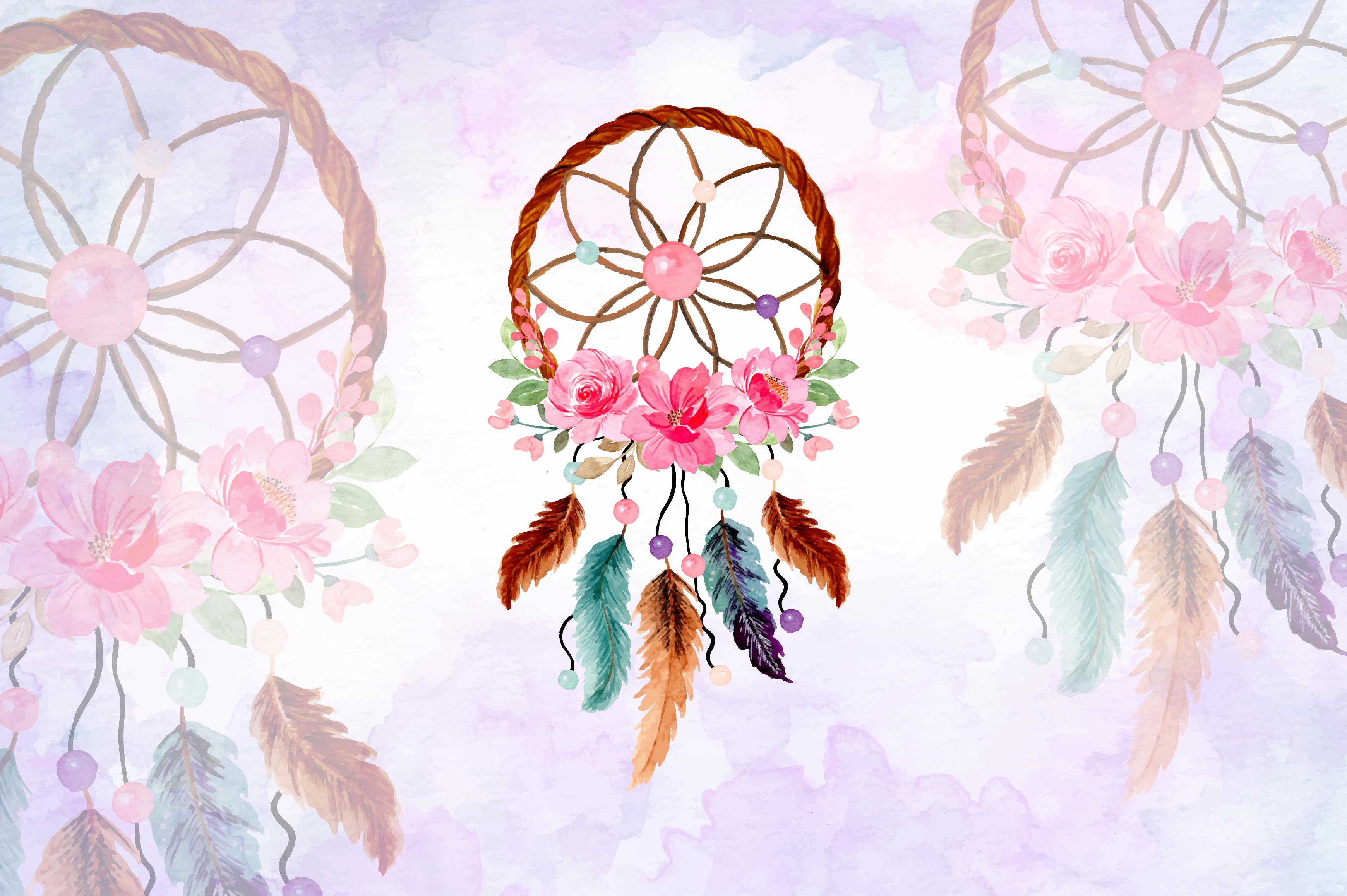 3480x2316 Watercolor Dream Catcher with Floral 12 Graphic by asrulaqroni · Creative Fabrica