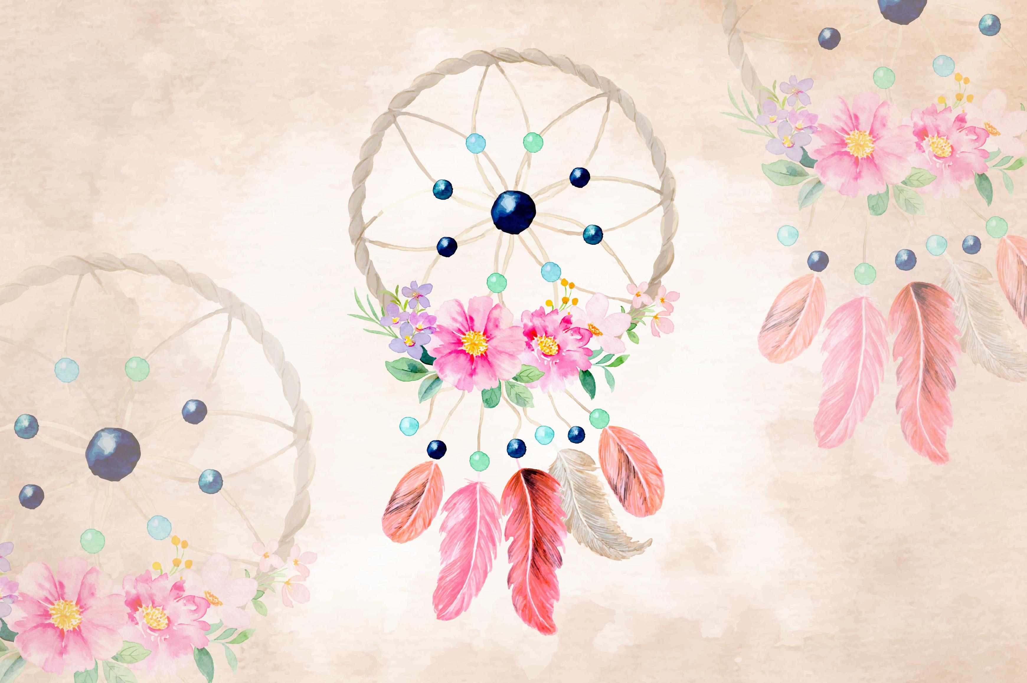 3480x2316 Watercolor Dream Catcher with Floral 16 Graphic by asrulaqroni · Creative Fabrica