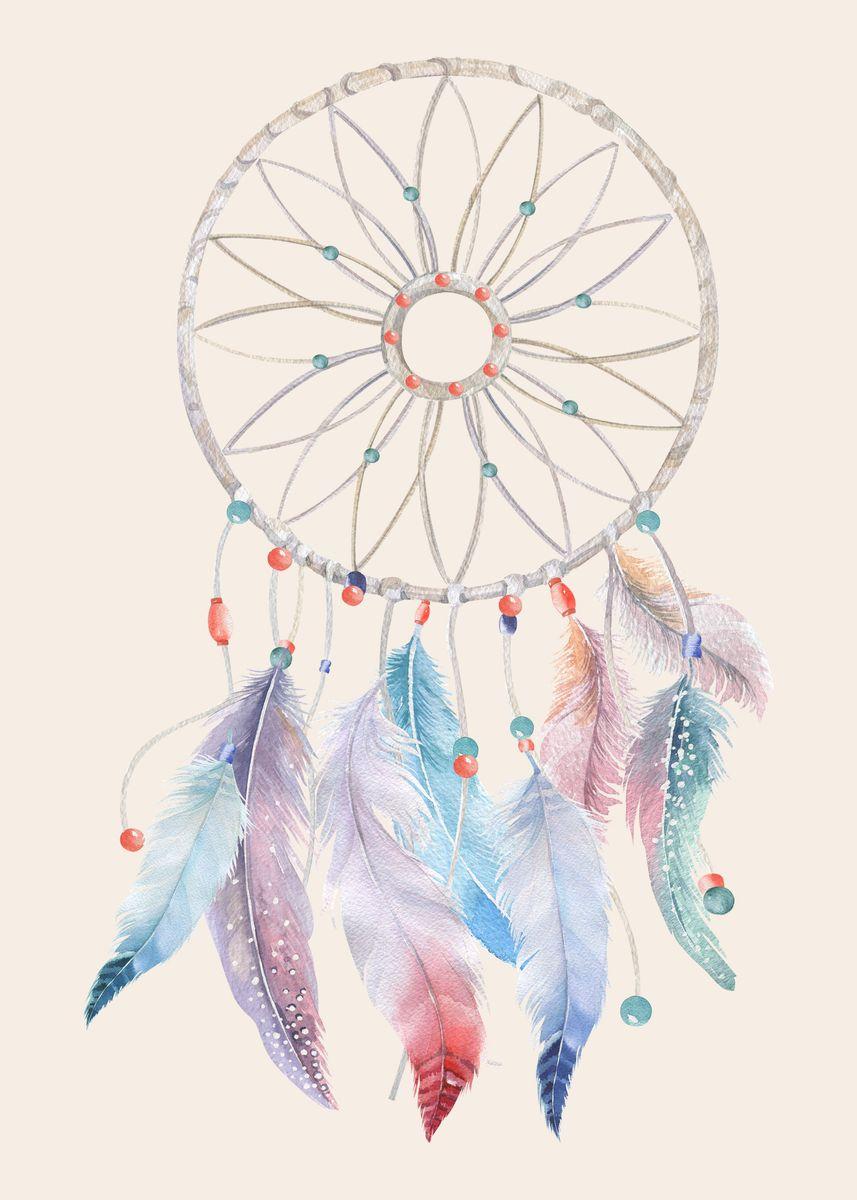 857x1200 DREAMCATCHER WATERCOLOR' Poster