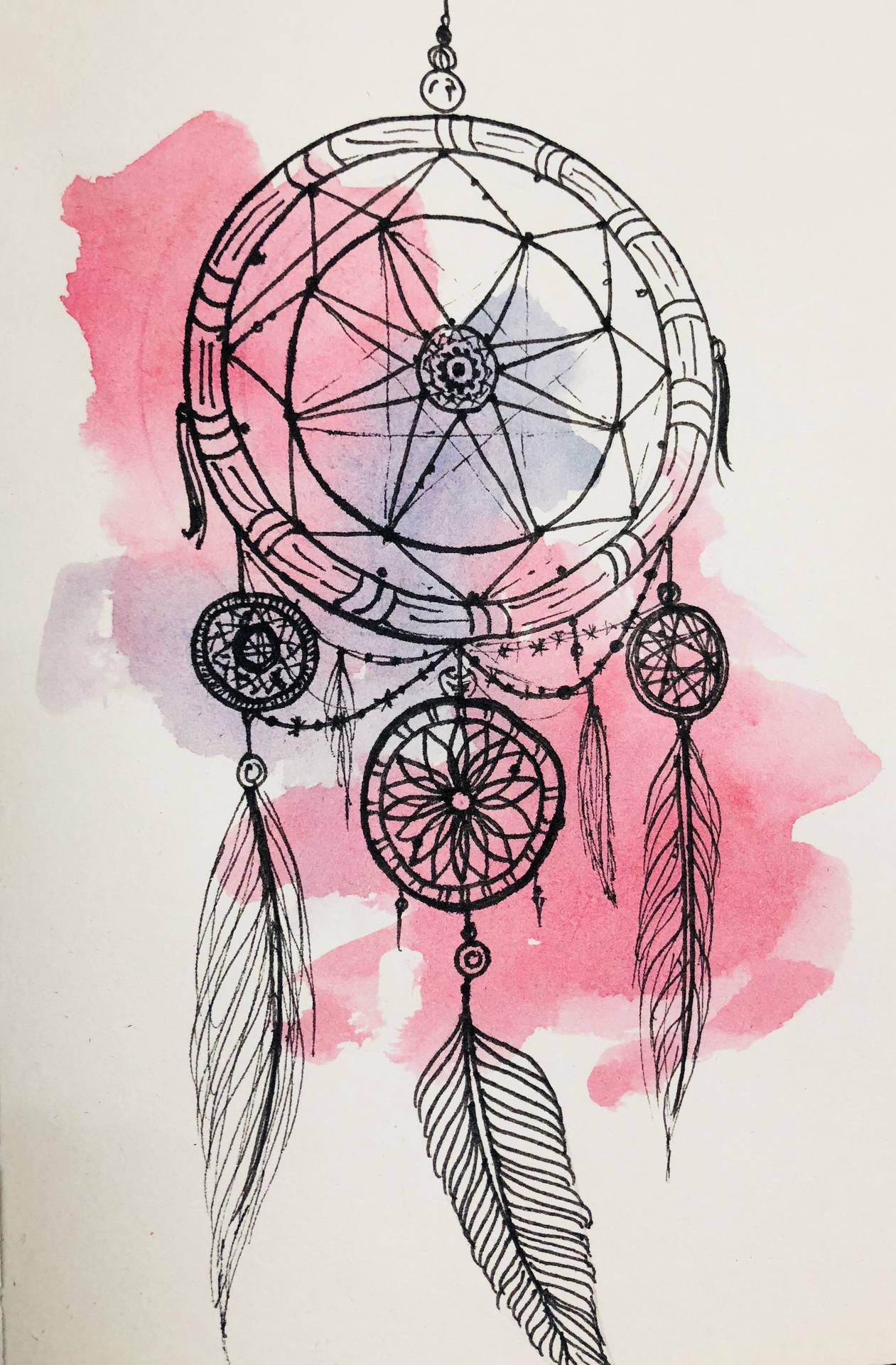 1261x1920 Download Dream Catcher Pink Watercolor Wallpaper