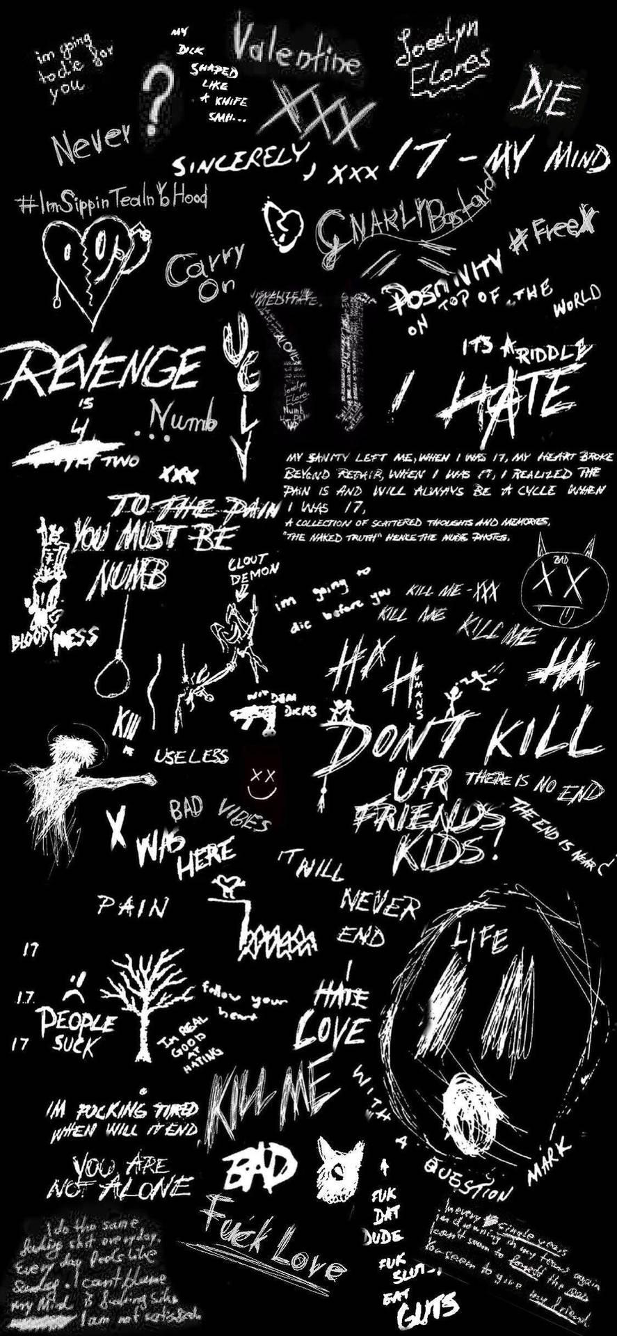 887x1920 Download XXXTentacion's scrawled artwork for '17' (album) Wallpaper