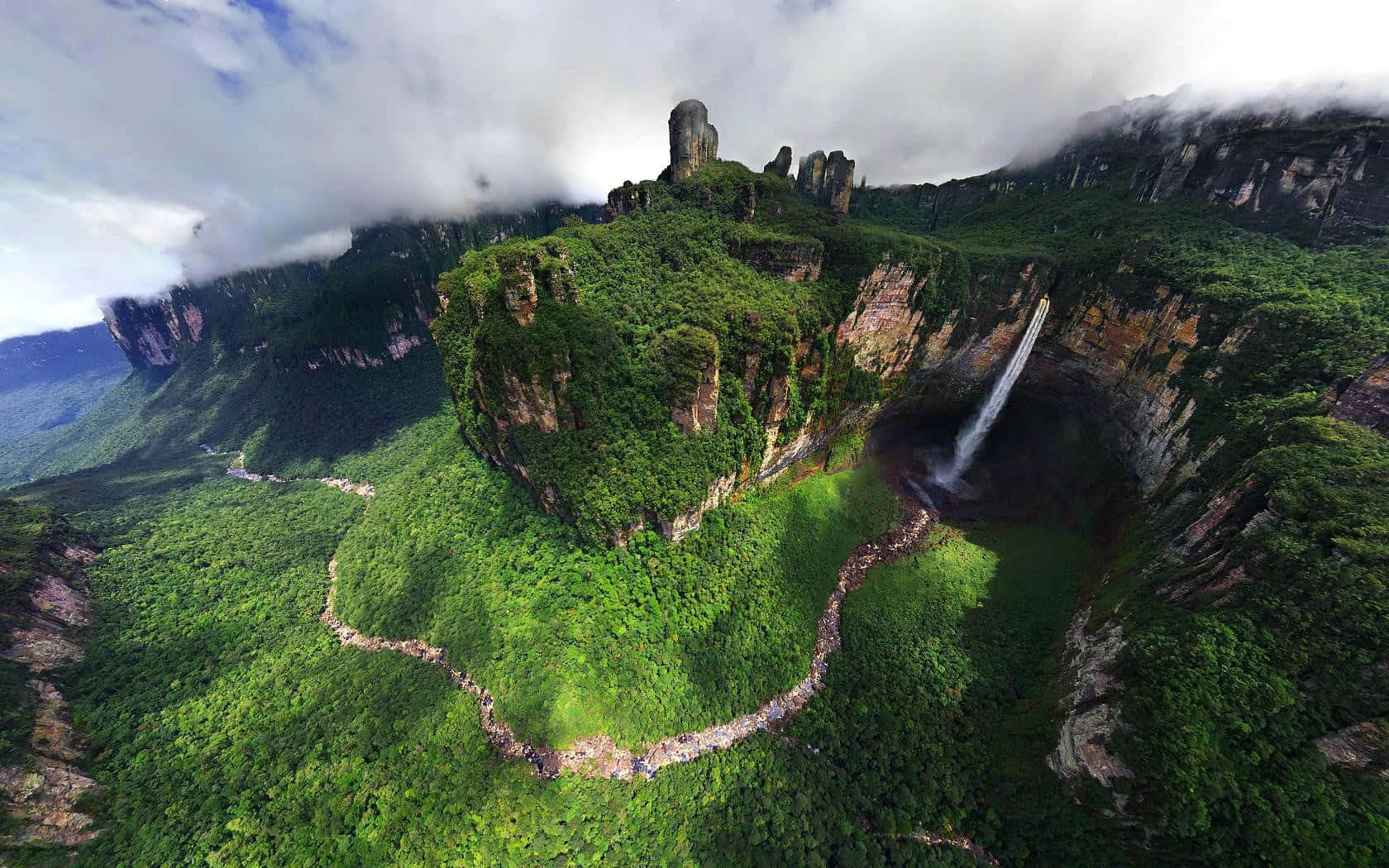 1680x1050 Download Aerial View Of Angel Falls Wallpaper