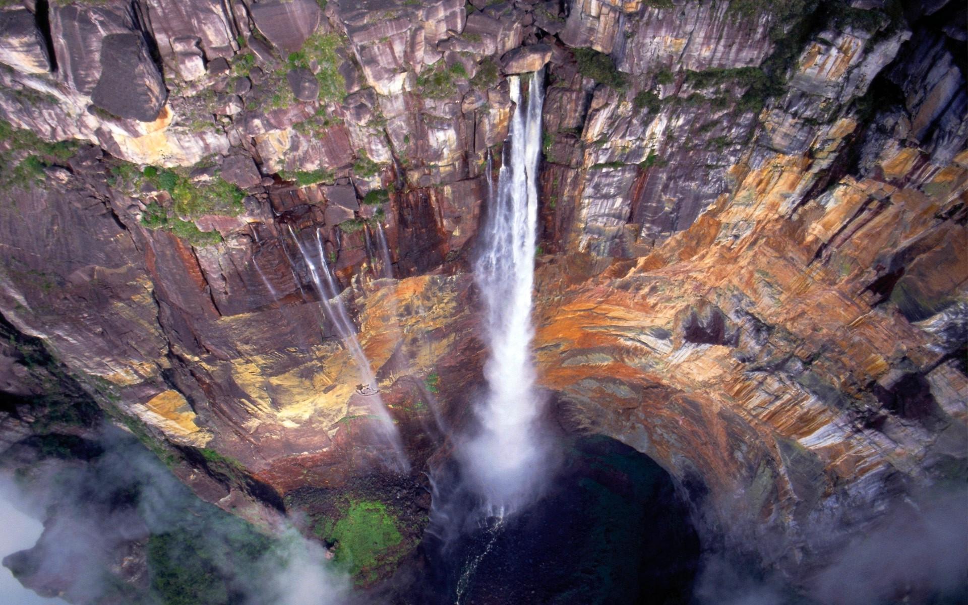 1920x1200 angel falls venezuela waterfall mountain cliff nature mist Gallery HD Wallpaper