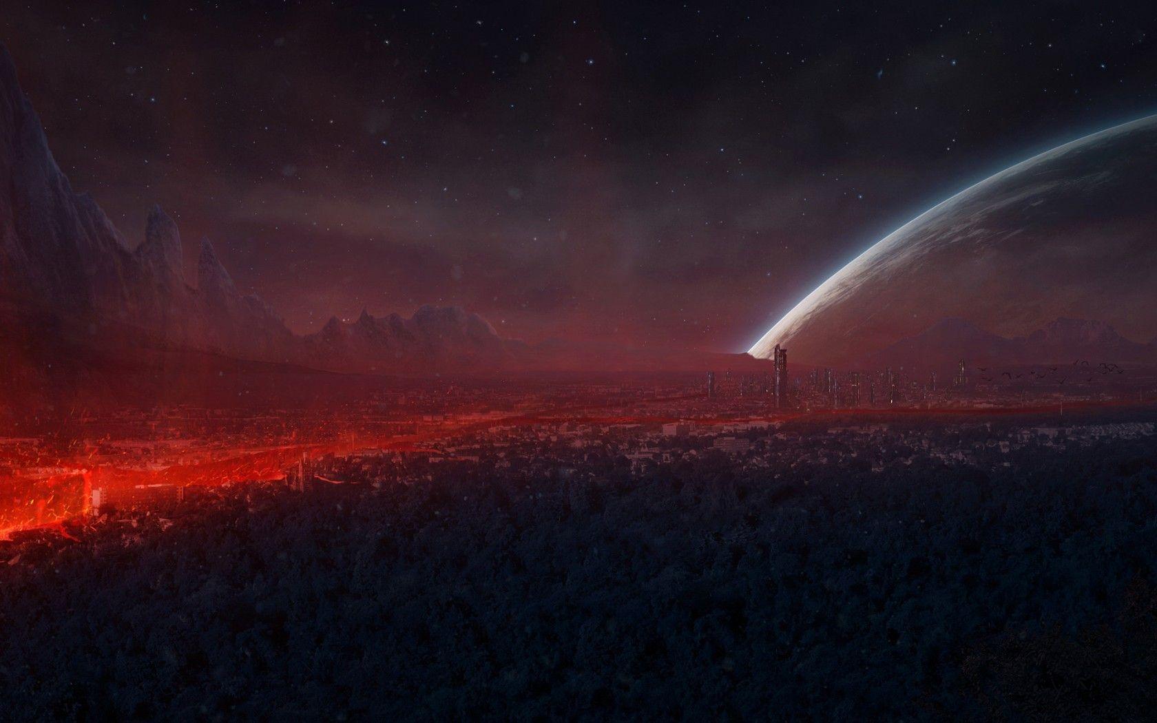 1680x1050 Rainy Alien Planet Wallpaper