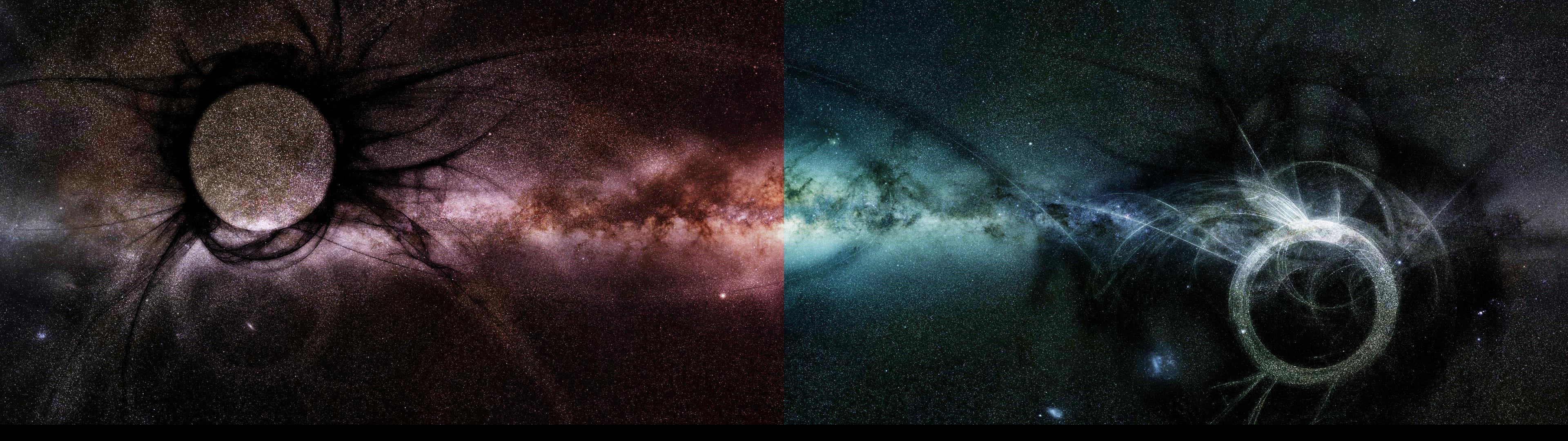 3840x1080 Red and Blue Space Vortices [3840x1080] [32:9]