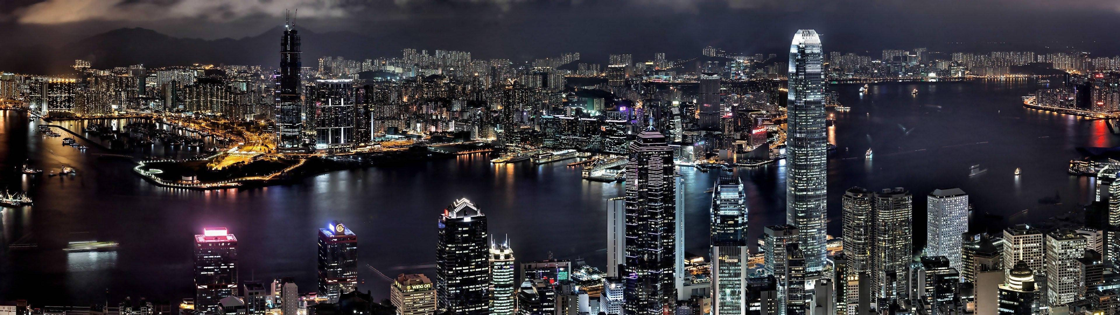 3840x1080 Download Victoria Peak View Dual Monitor Wallpaper