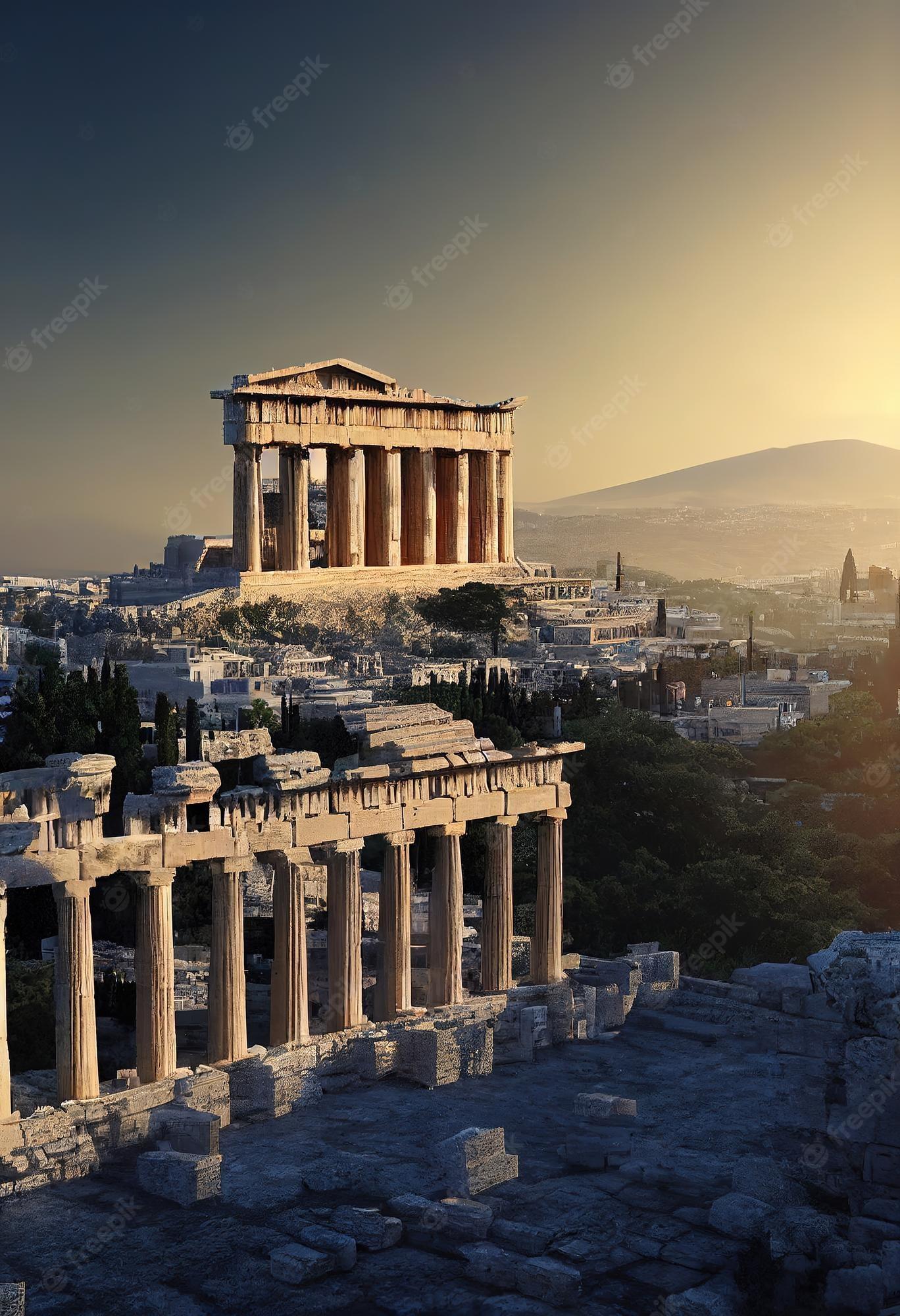 1368x2000 Premium Photo. Acropolis athens greece designer's fantasy beautiful illustration poster