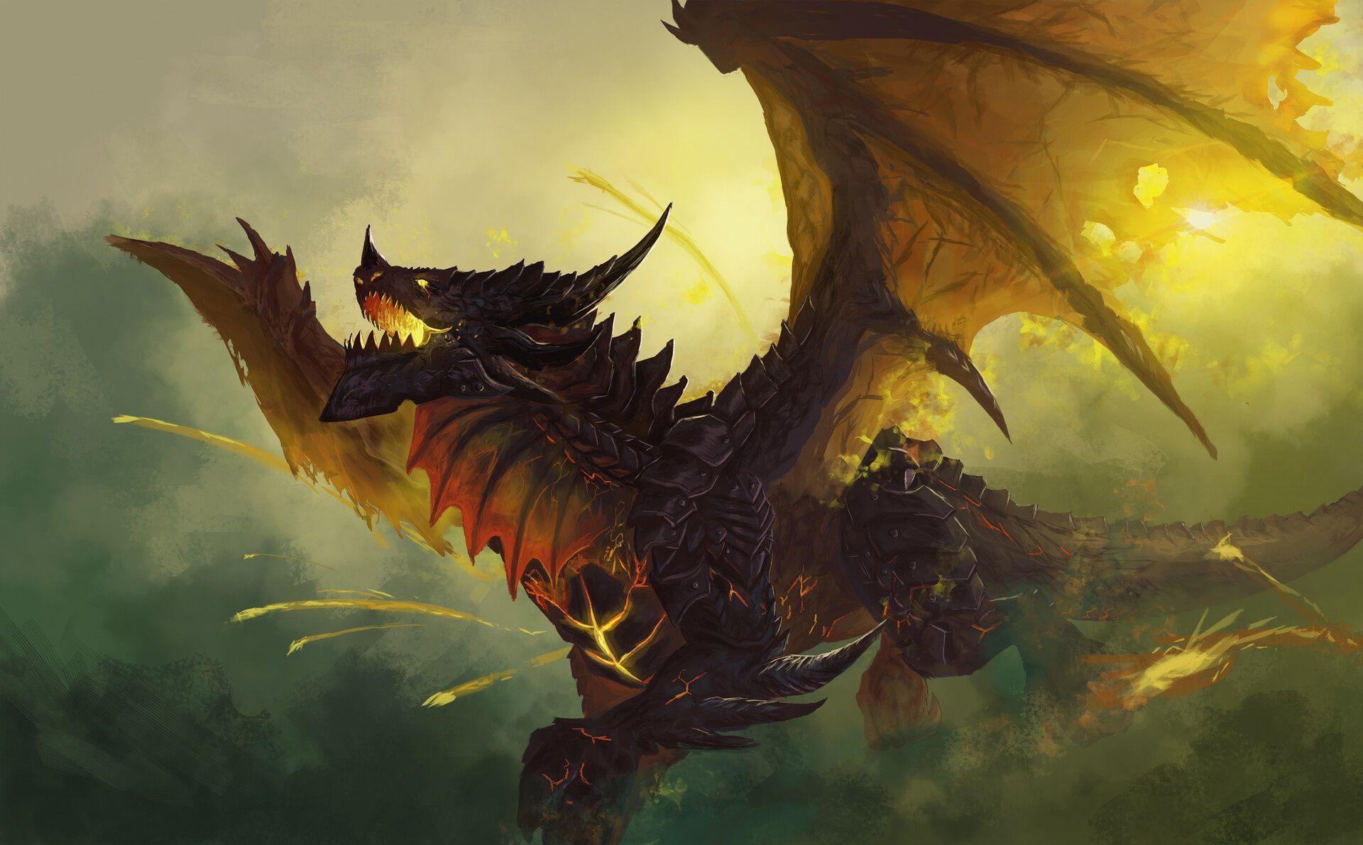 1920x1191 VideoGame World Of Warcraft Dragon Deathwing HD Wallpaper Background Image. Dragon picture, Canvas painting landscape, World of warcraft