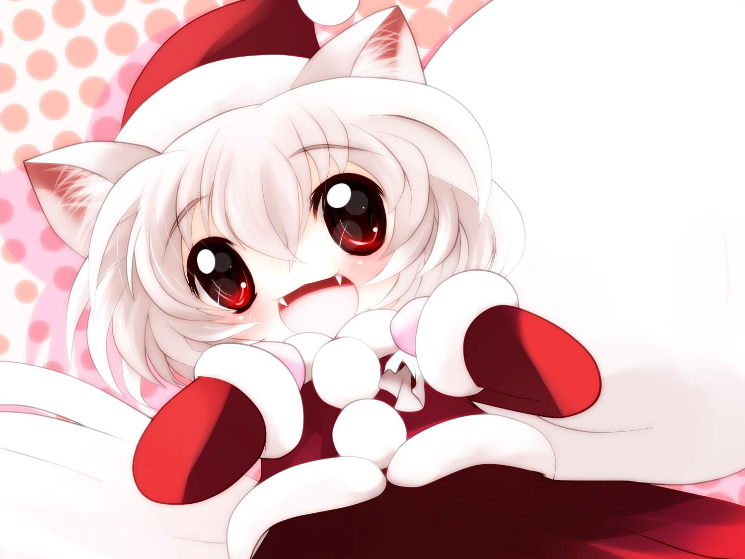 1500x1125 Wallpaper Animal, Chibi, Christmas, Ears, Eyes, Fang