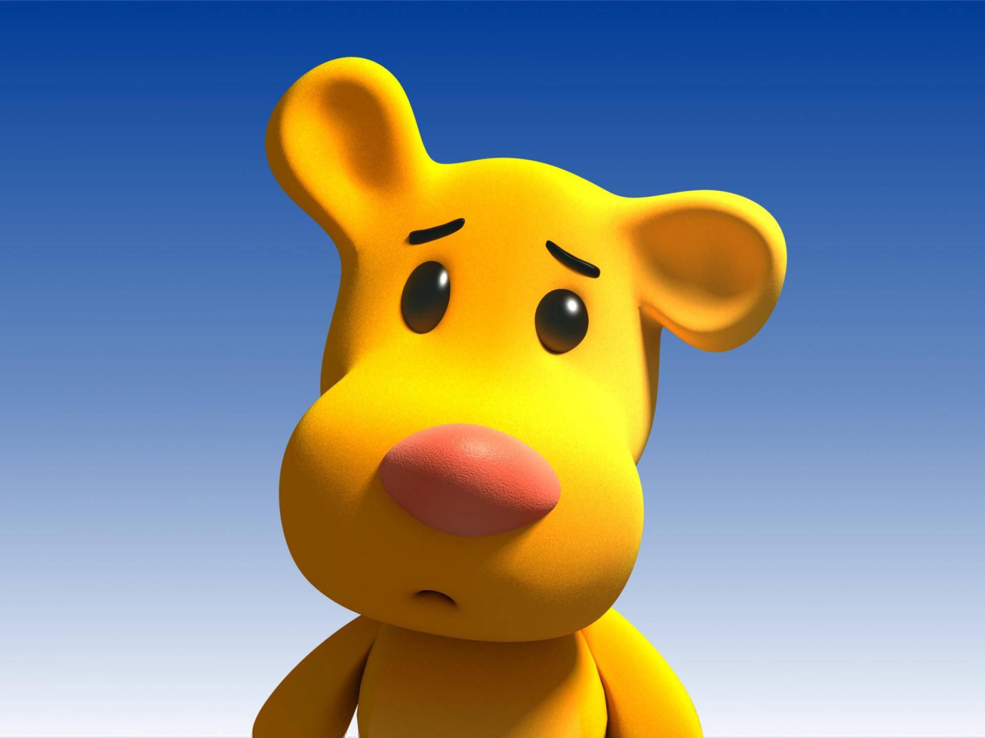 1920x1440 Download Cute 3D Phone Yellow Dog Cartoon Wallpaper